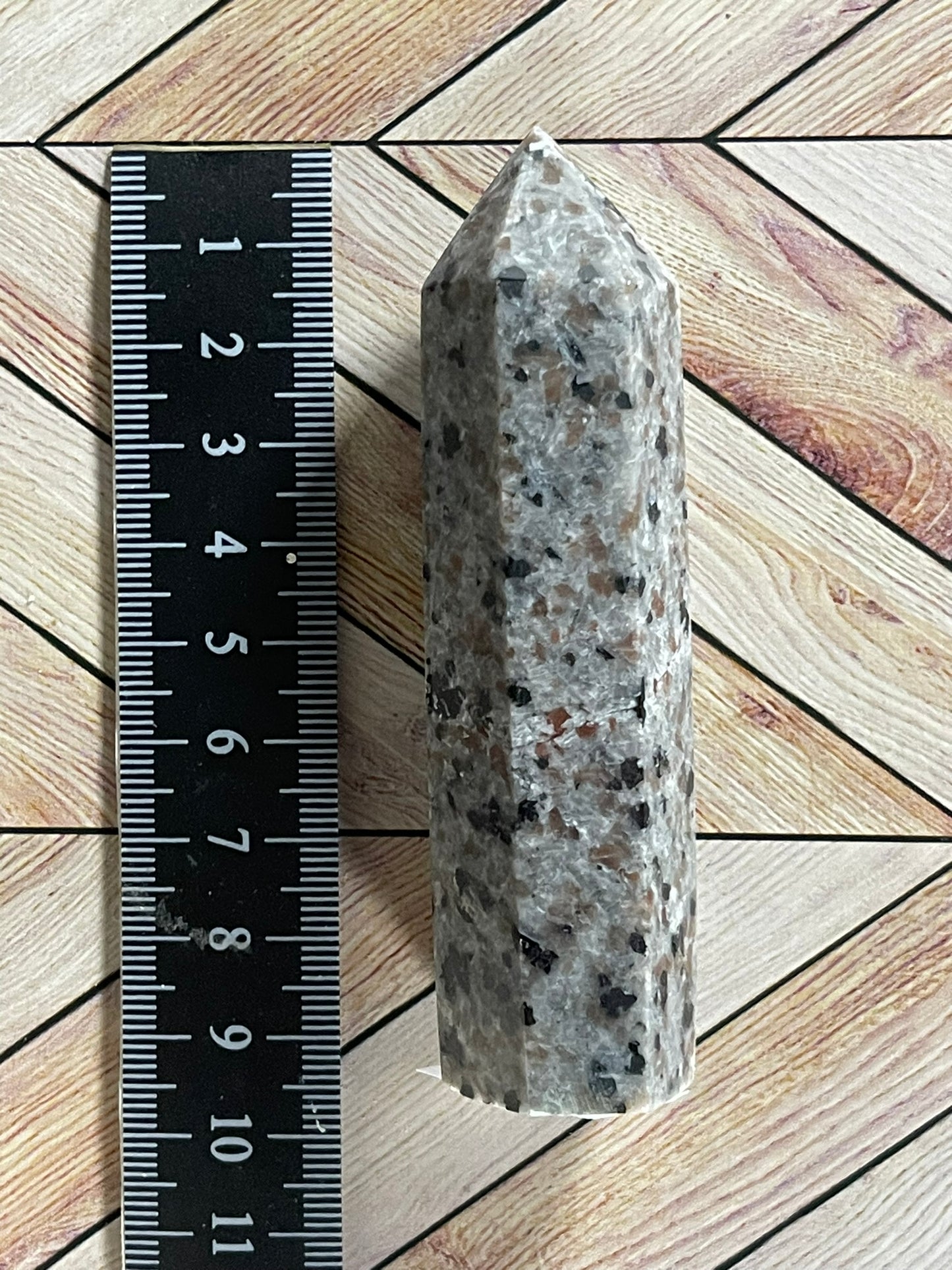 Tower - Yooperlite FireStone Jasper Natural Stone Quartz Crystal Obelisk Point - 95g