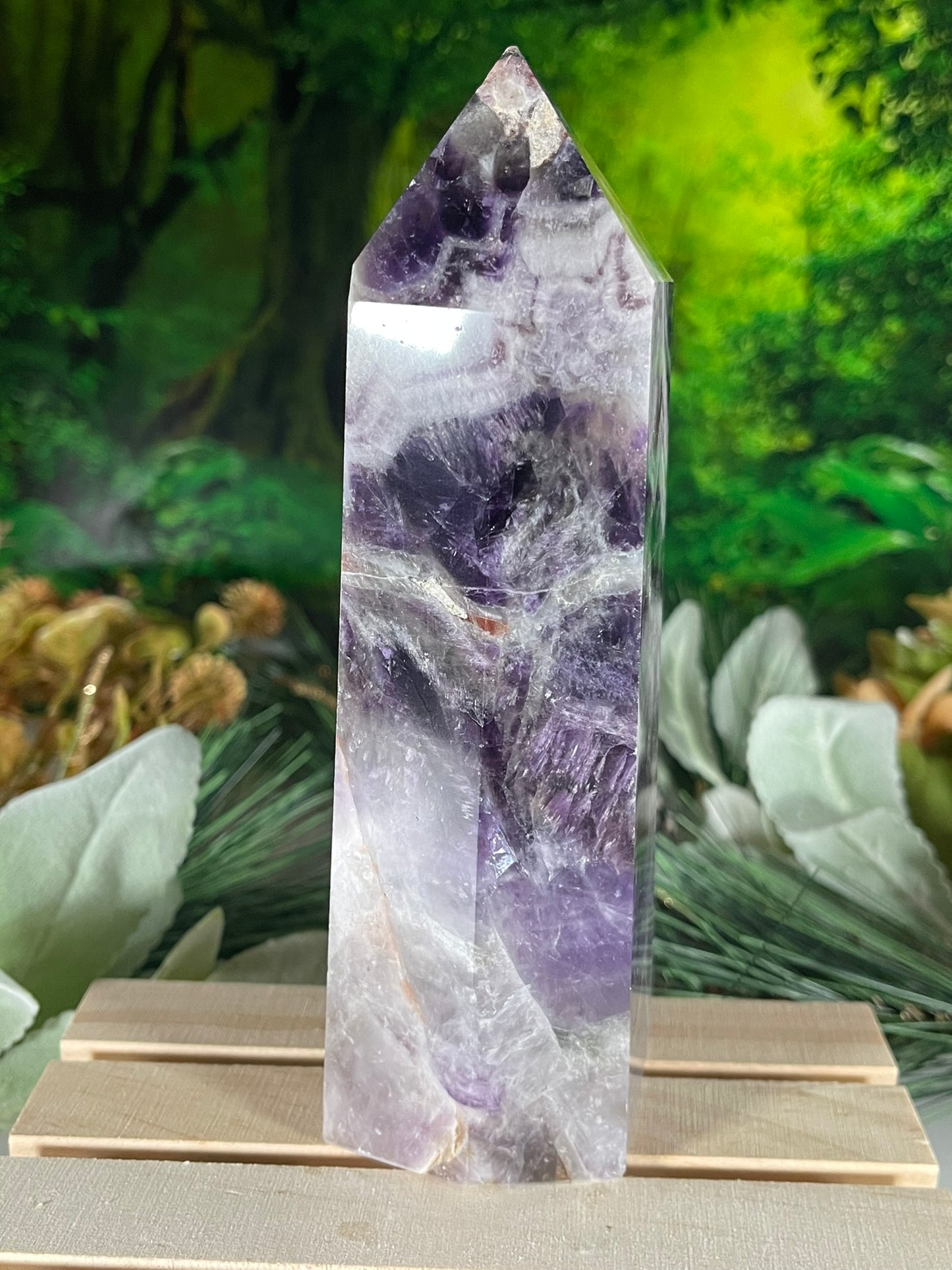 Tower - Chevron Dream Amethyst Natural Stone Quartz Crystal Obelisk Point - 781g