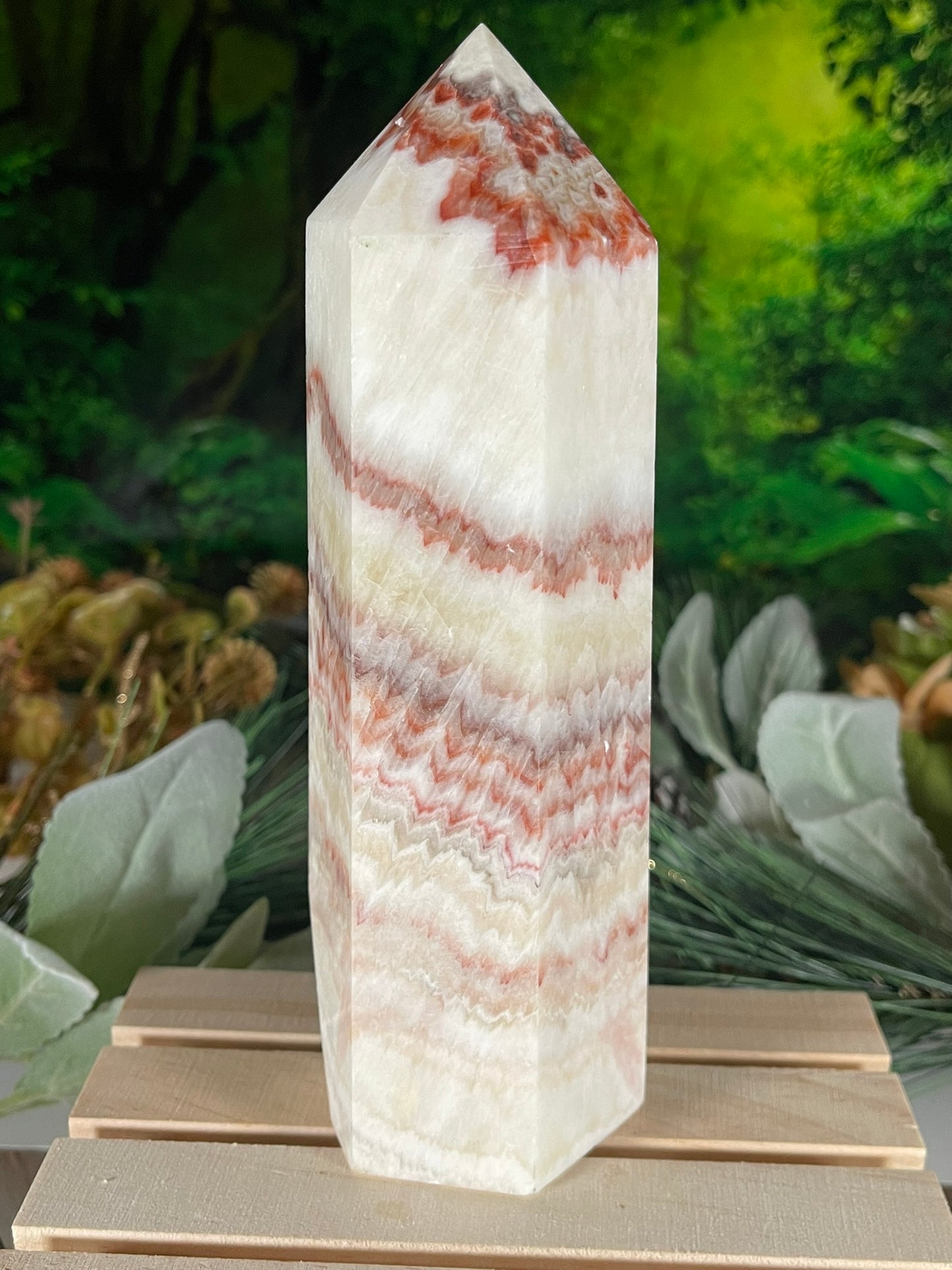 Tower - Pork Stone Jasper Natural Stone Quartz Crystal Obelisk Point - 949g