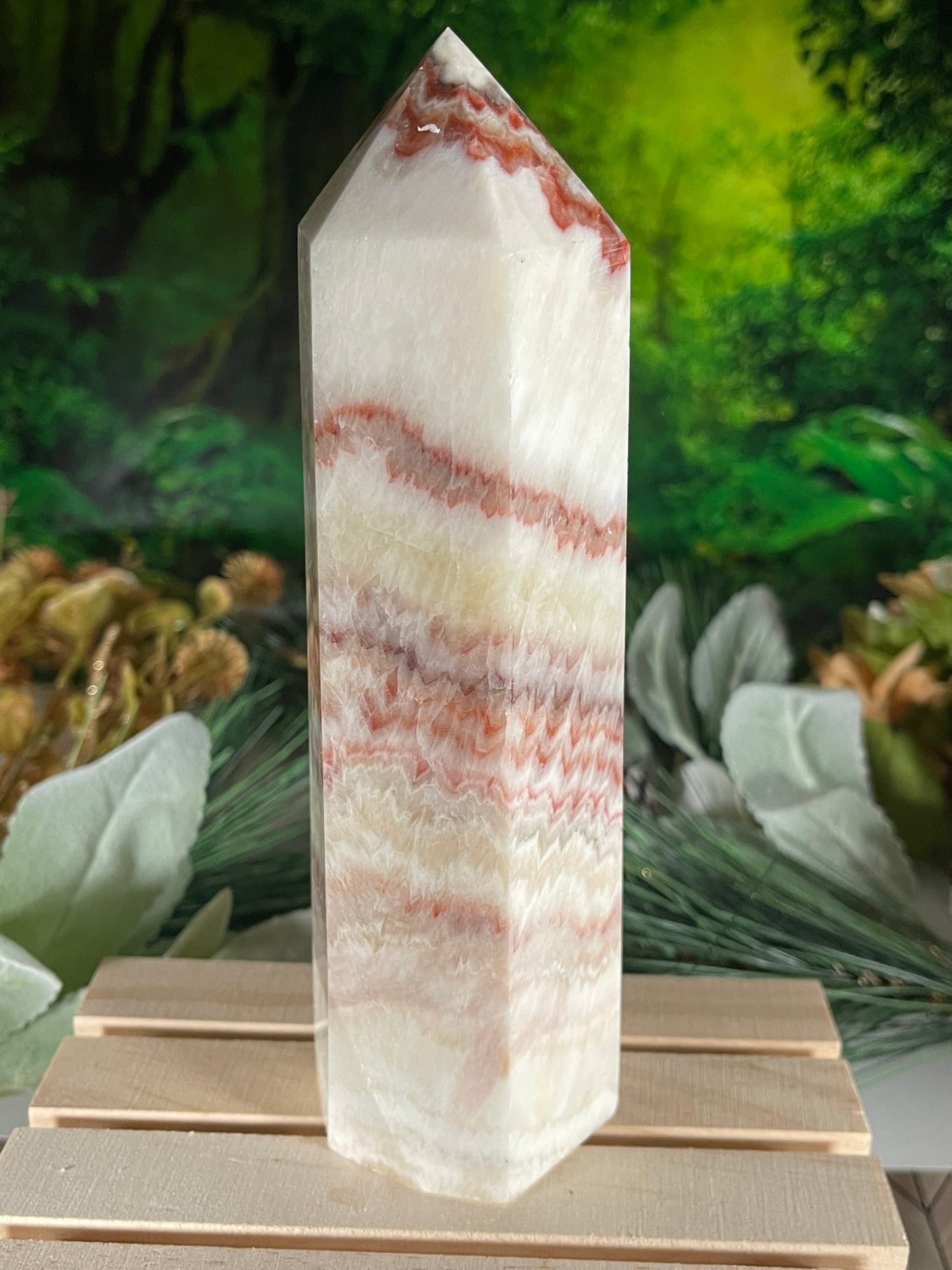 Tower - Pork Stone Jasper Natural Stone Quartz Crystal Obelisk Point - 949g