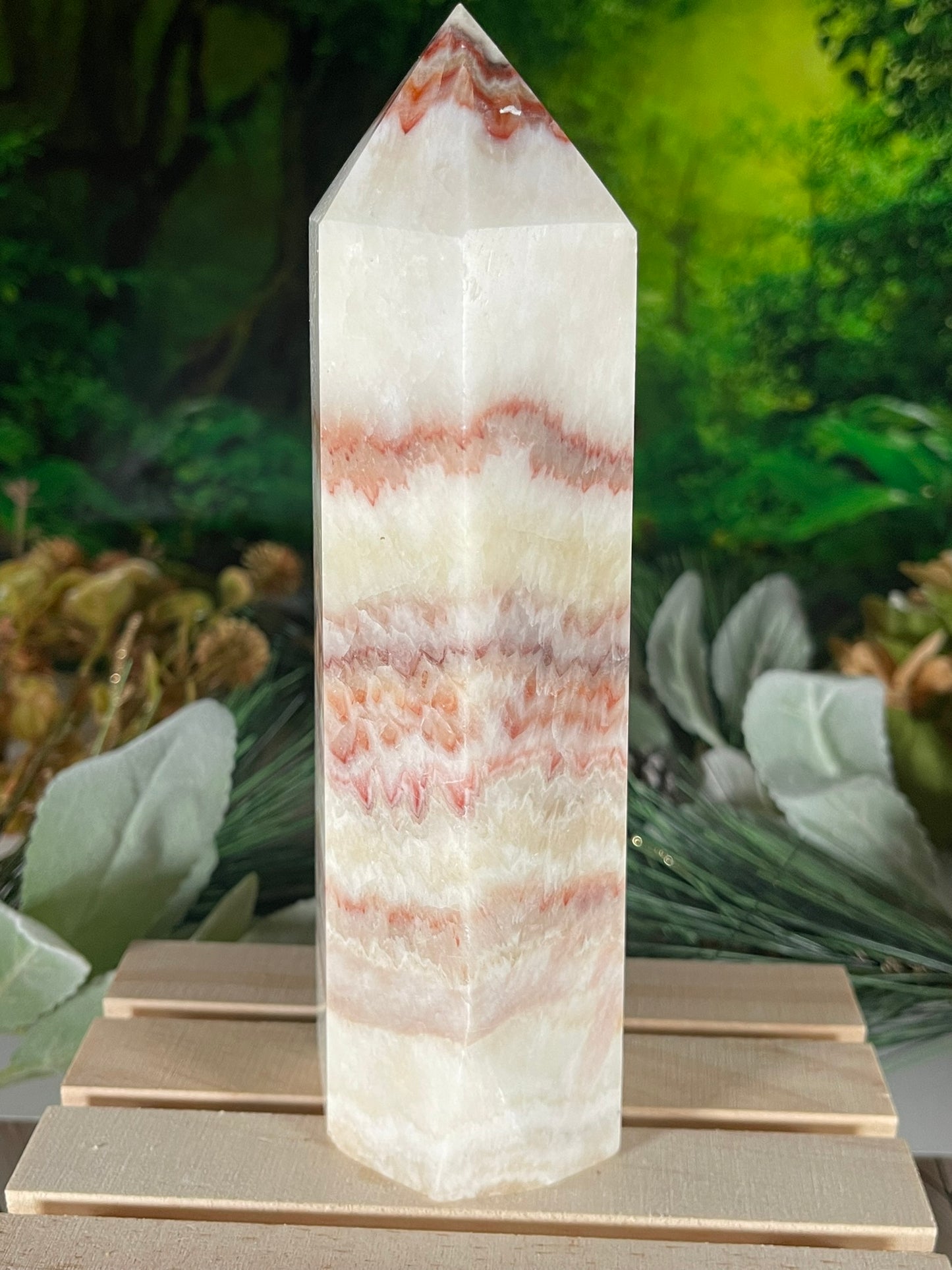 Tower - Pork Stone Jasper Natural Stone Quartz Crystal Obelisk Point - 949g