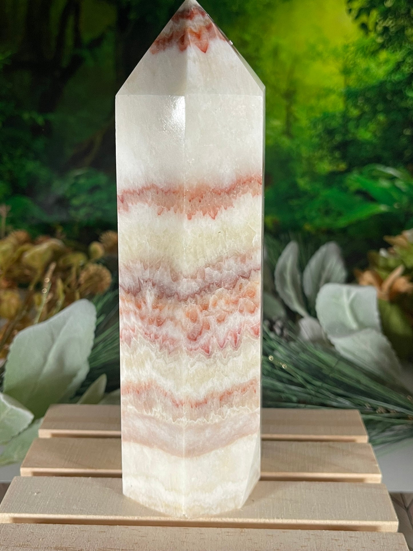 Tower - Pork Stone Jasper Natural Stone Quartz Crystal Obelisk Point - 949g