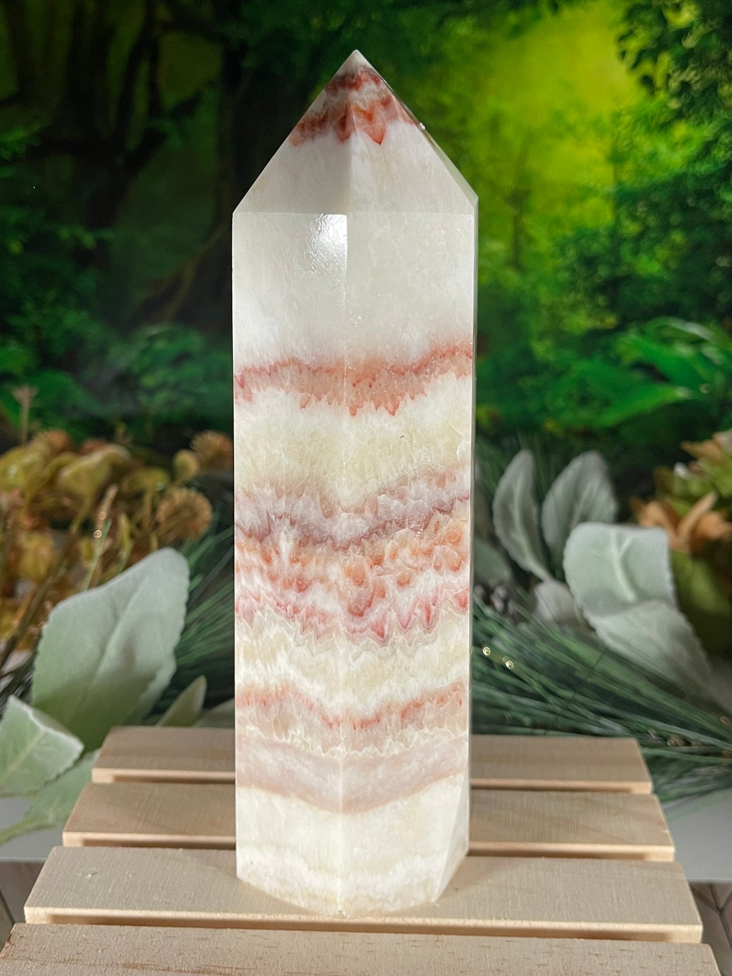 Tower - Pork Stone Jasper Natural Stone Quartz Crystal Obelisk Point - 949g