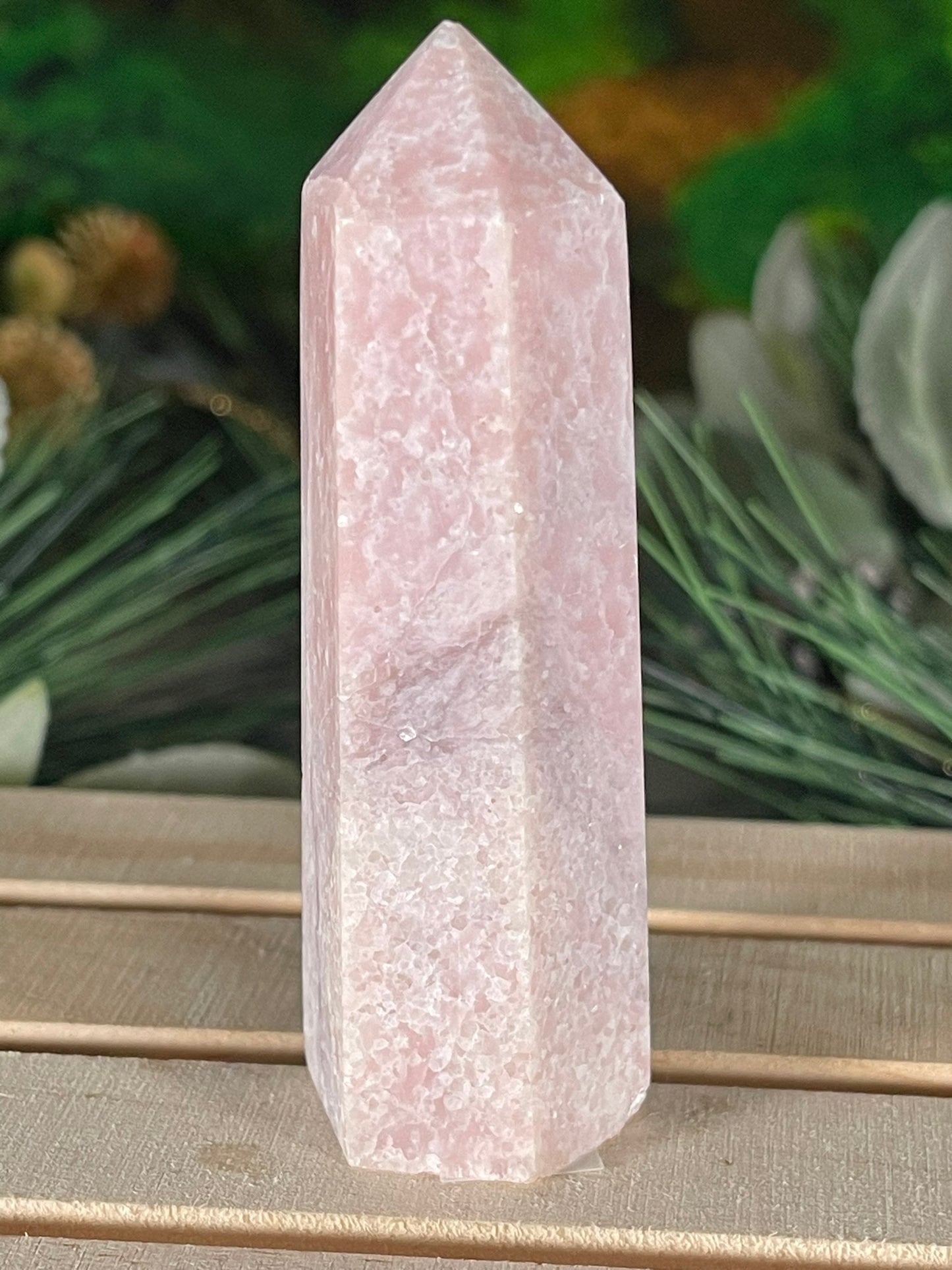 Tower - Pink Opal Jasper Natural Stone Quartz Crystal Obelisk Point - 96g