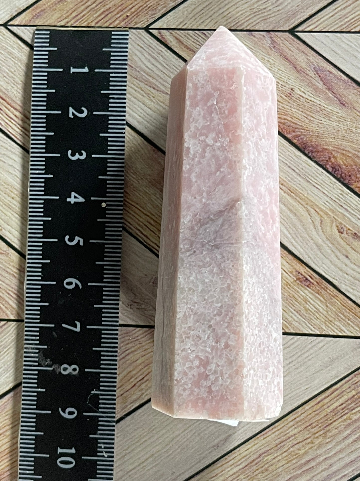 Tower - Pink Opal Jasper Natural Stone Quartz Crystal Obelisk Point - 96g