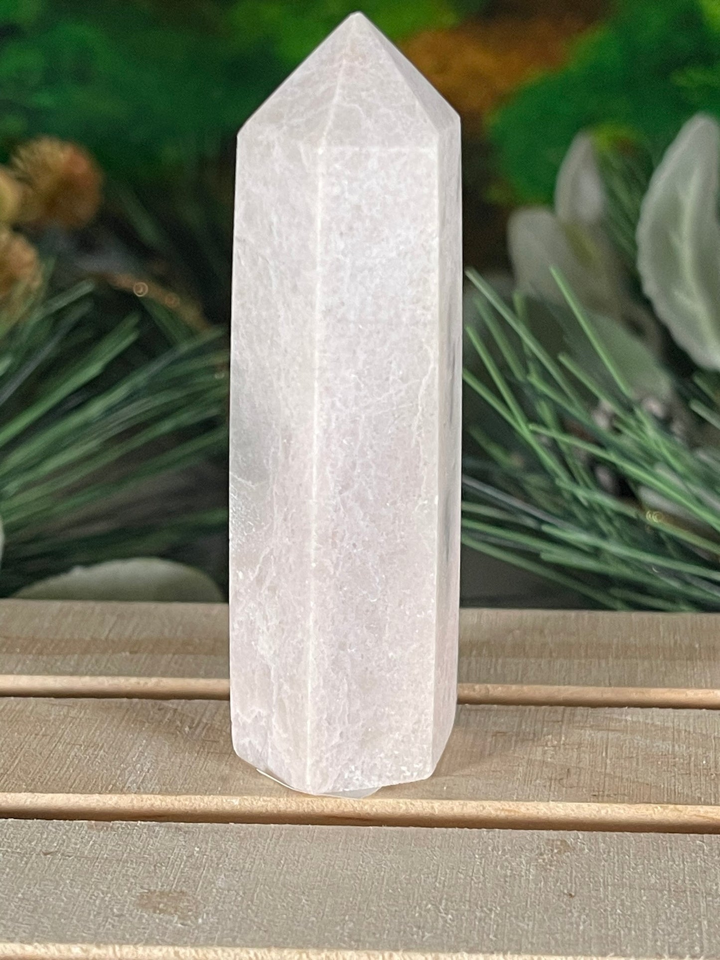 Tower - Pink Opal Jasper Natural Stone Quartz Crystal Obelisk Point - 74g