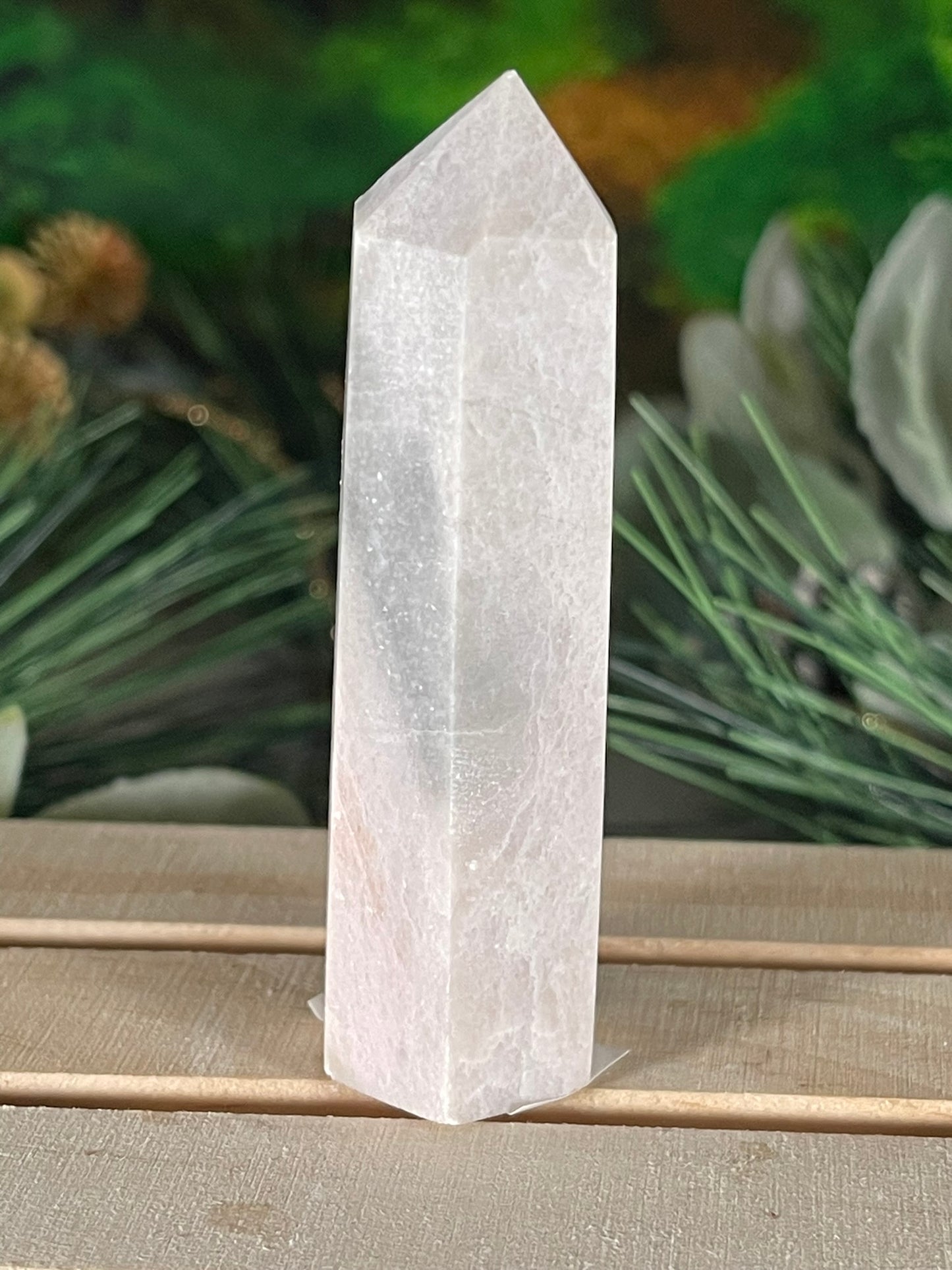 Tower - Pink Opal Jasper Natural Stone Quartz Crystal Obelisk Point - 74g