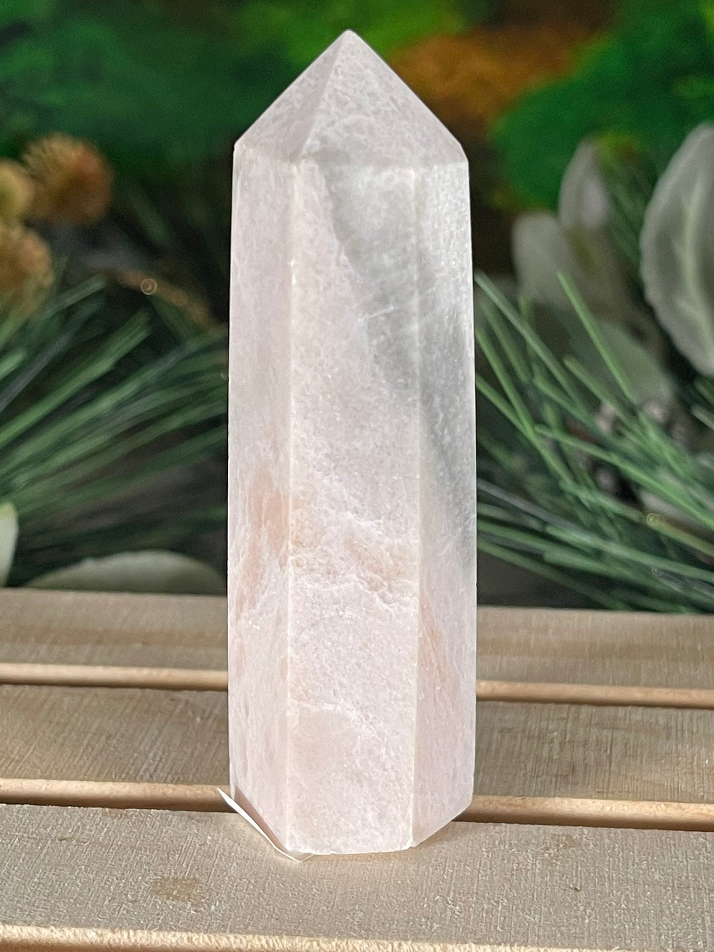 Tower - Pink Opal Jasper Natural Stone Quartz Crystal Obelisk Point - 74g