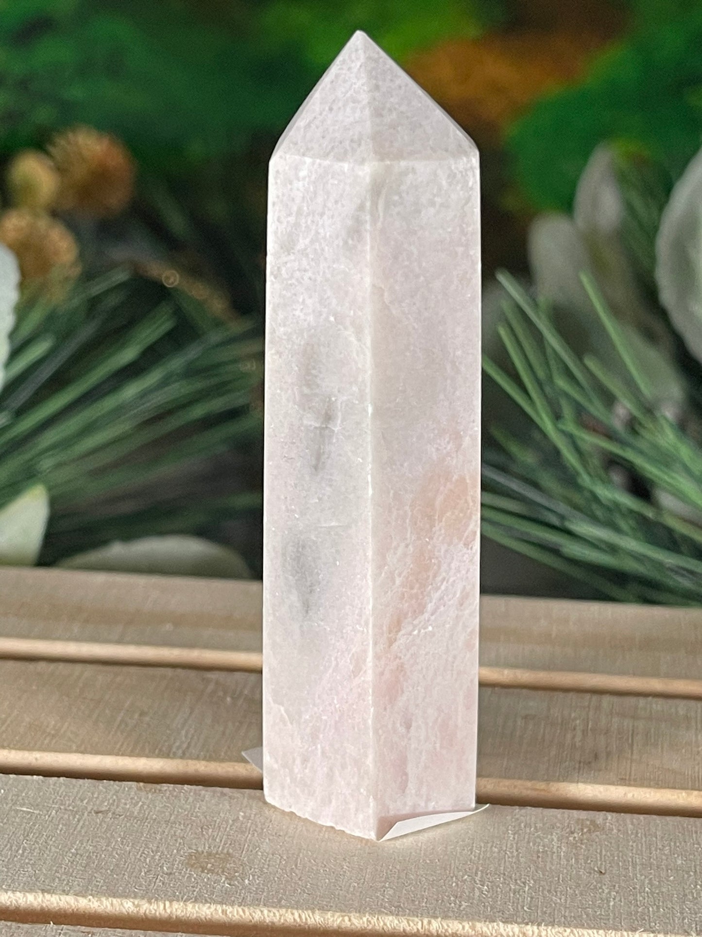 Tower - Pink Opal Jasper Natural Stone Quartz Crystal Obelisk Point - 74g