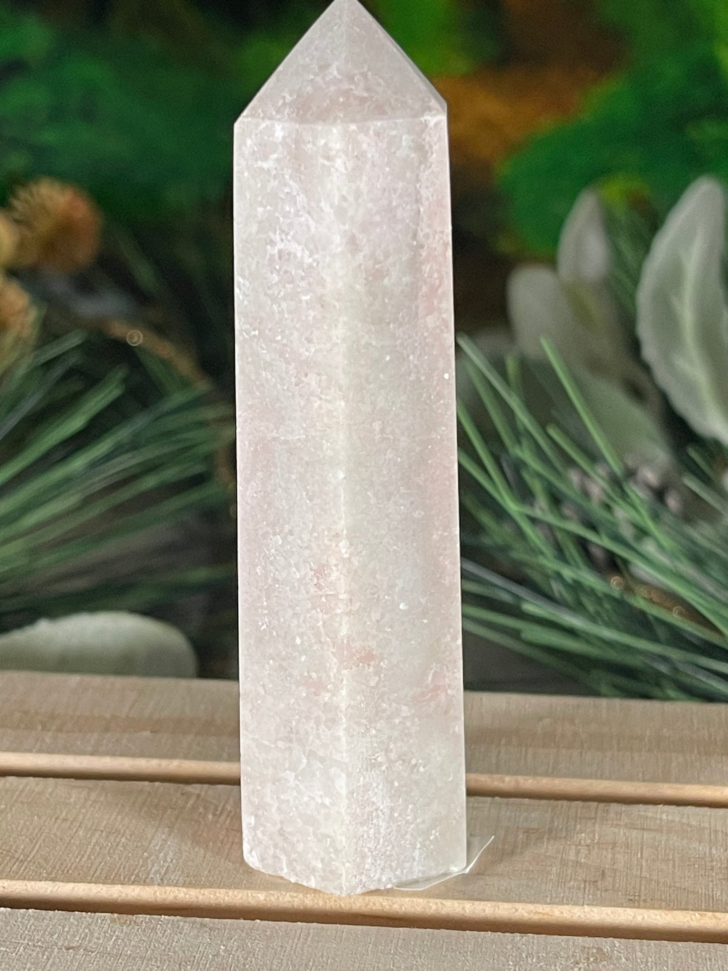 Tower - Pink Opal Jasper Natural Stone Quartz Crystal Obelisk Point - 89g