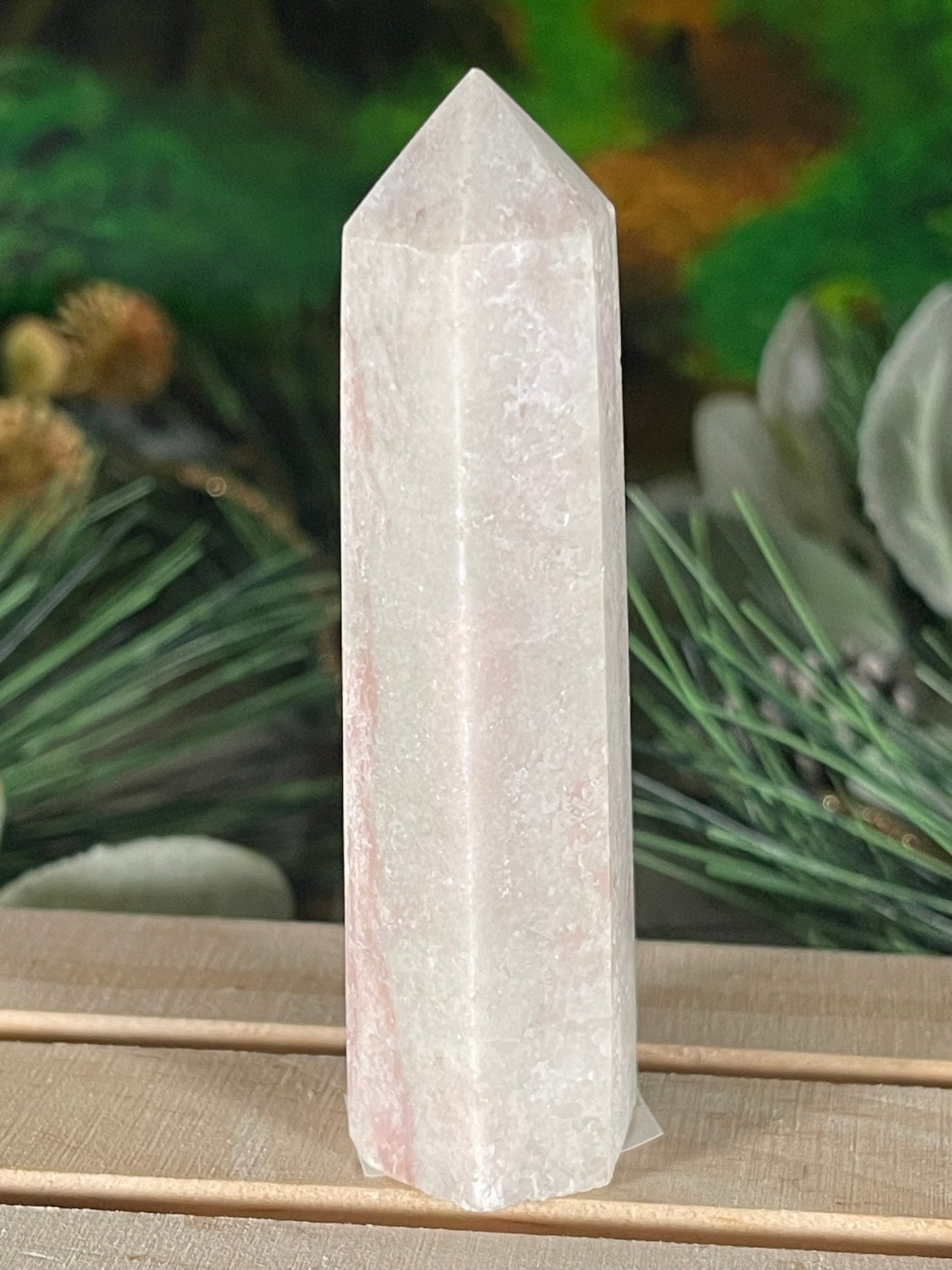 Tower - Pink Opal Jasper Natural Stone Quartz Crystal Obelisk Point - 89g