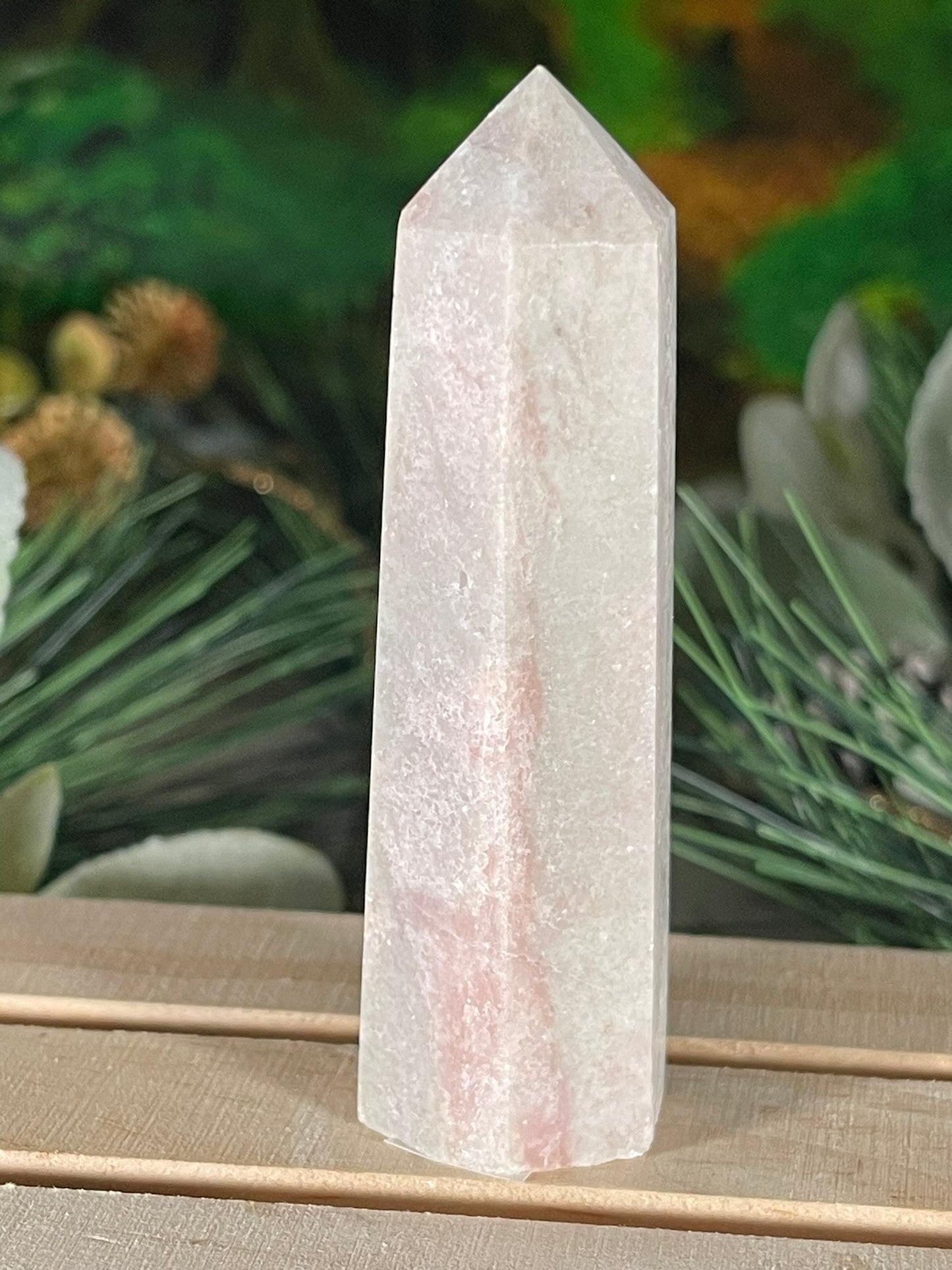 Tower - Pink Opal Jasper Natural Stone Quartz Crystal Obelisk Point - 89g