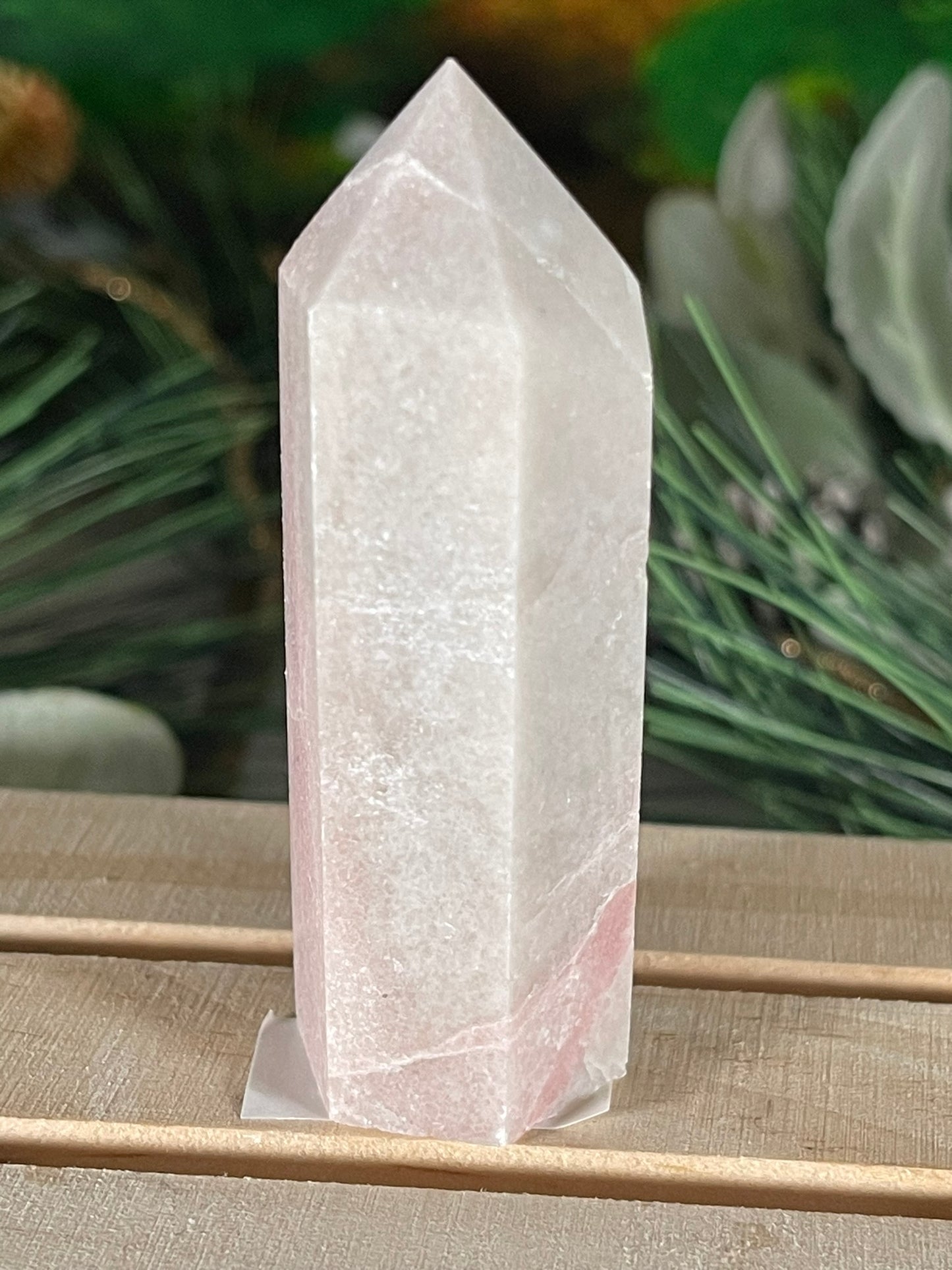 Tower - Pink Opal Jasper Natural Stone Quartz Crystal Obelisk Point - 69g