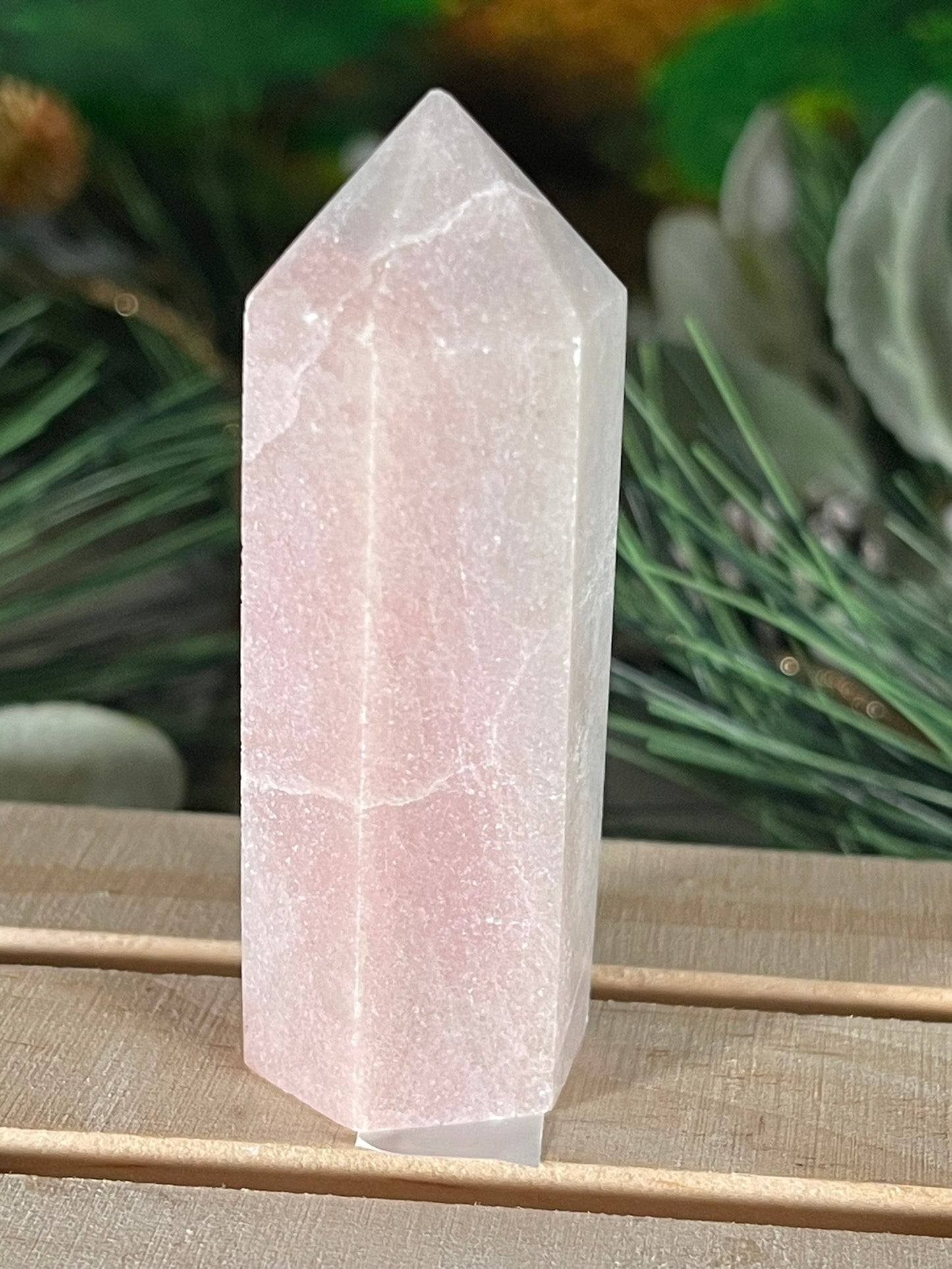 Tower - Pink Opal Jasper Natural Stone Quartz Crystal Obelisk Point - 69g