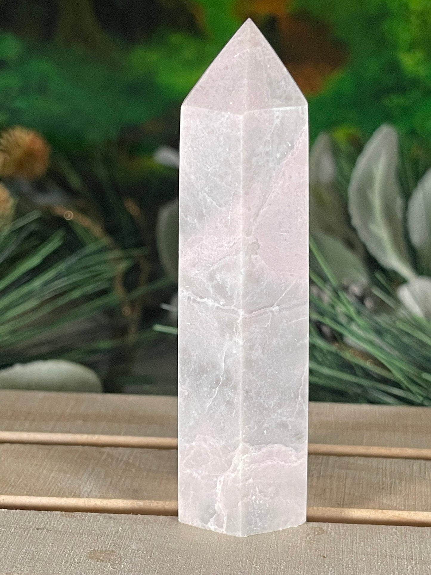 Tower - Pink Opal Jasper Natural Stone Quartz Crystal Obelisk Point - 107g