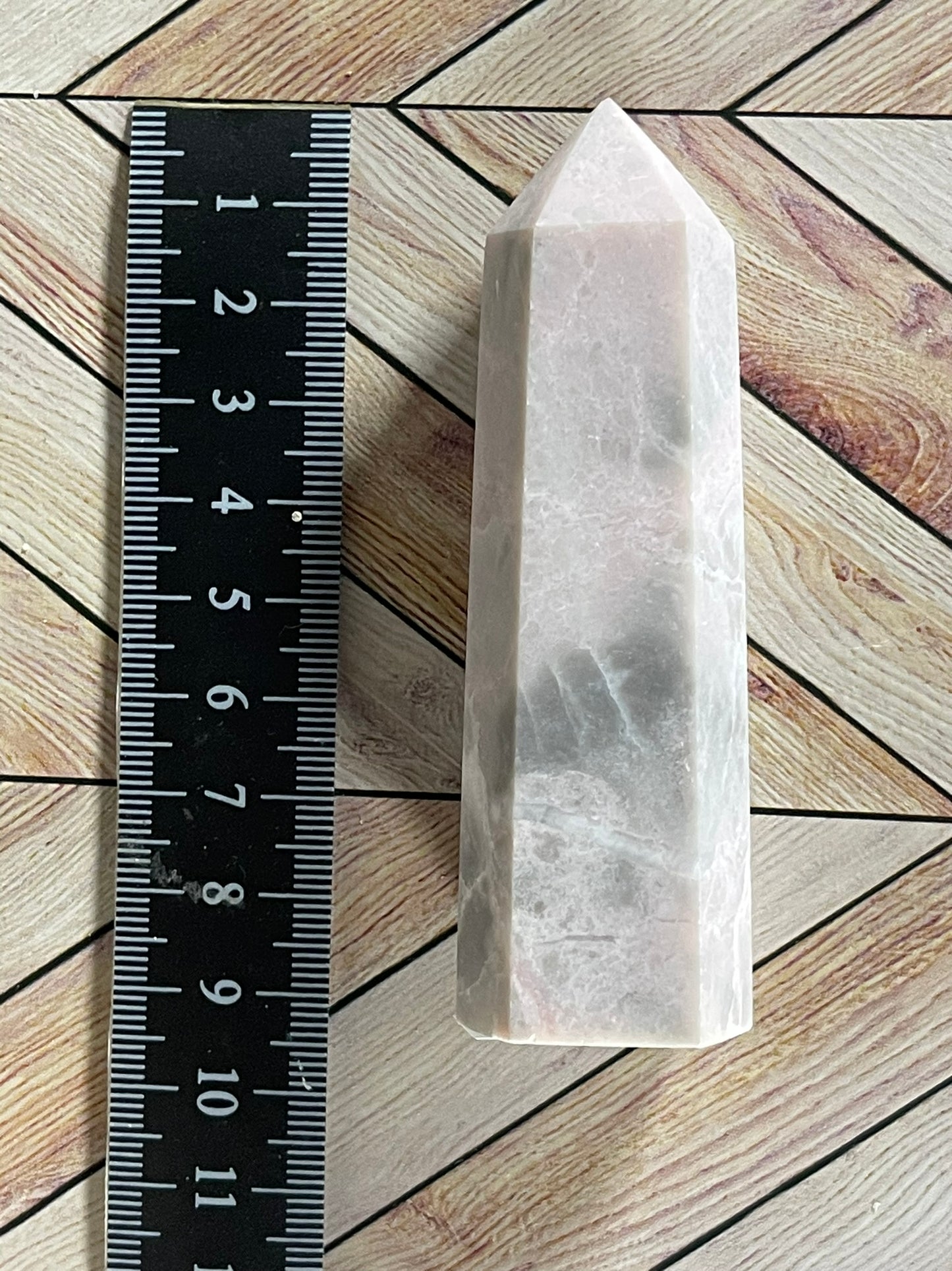 Tower - Pink Opal Jasper Natural Stone Quartz Crystal Obelisk Point - 107g