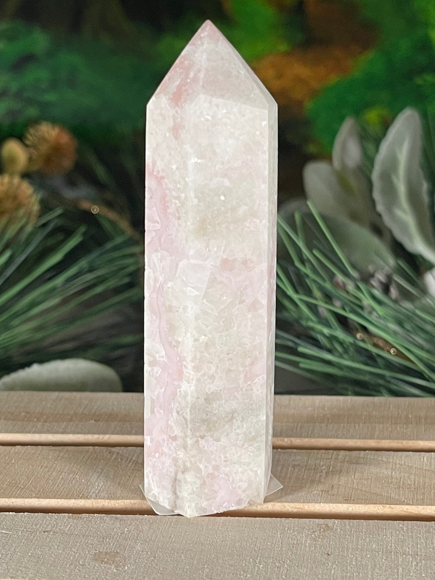 Tower - Pink Opal Jasper Natural Stone Quartz Crystal Obelisk Point - 83g