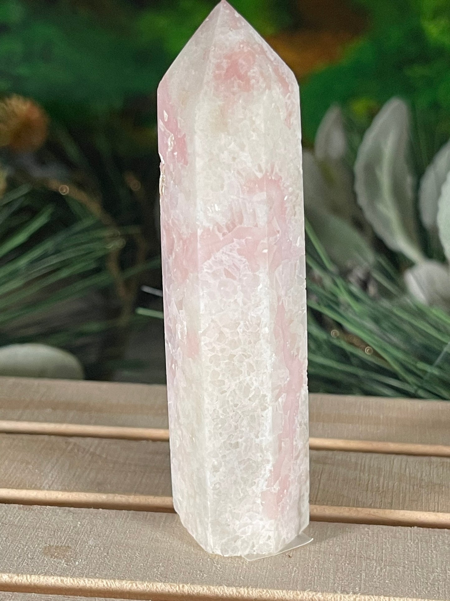 Tower - Pink Opal Jasper Natural Stone Quartz Crystal Obelisk Point - 83g