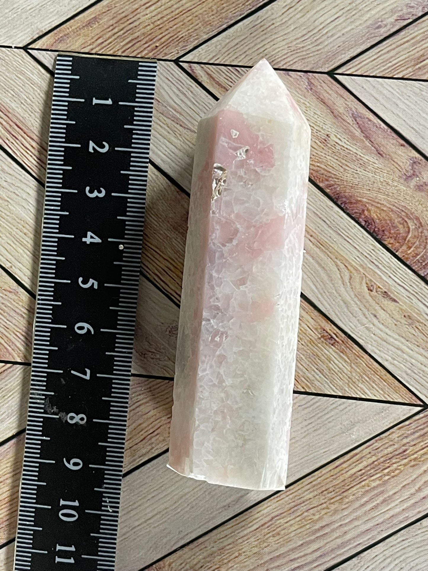 Tower - Pink Opal Jasper Natural Stone Quartz Crystal Obelisk Point - 83g