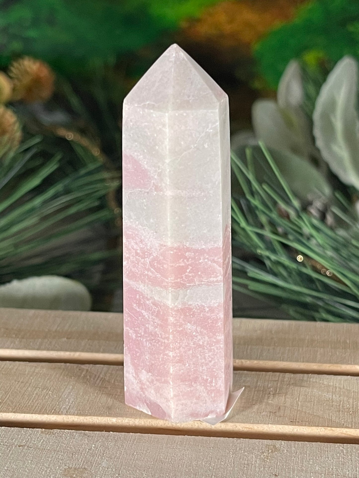 Tower - Pink Opal Jasper Natural Stone Quartz Crystal Obelisk Point - 70g