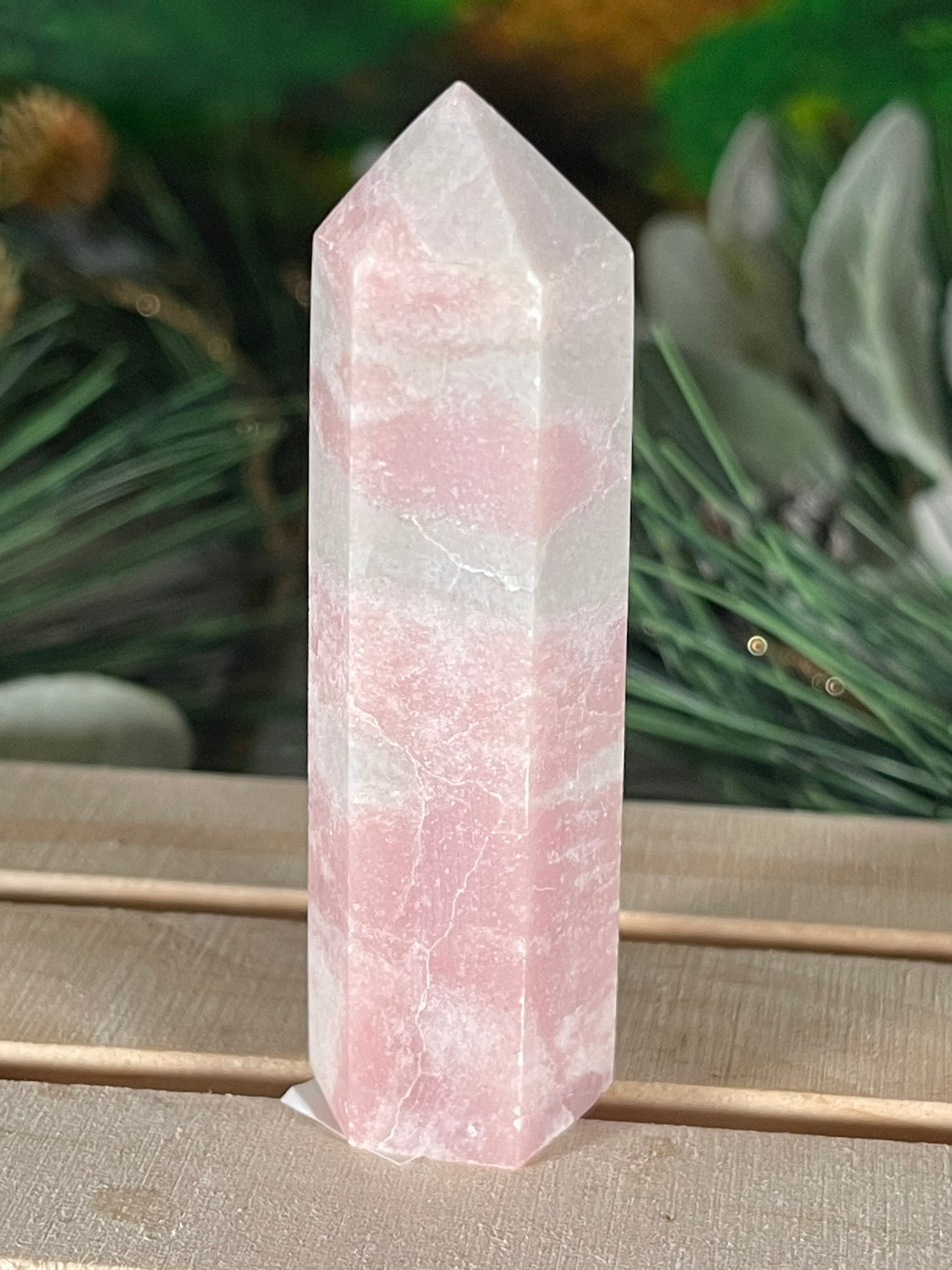 Tower - Pink Opal Jasper Natural Stone Quartz Crystal Obelisk Point - 70g