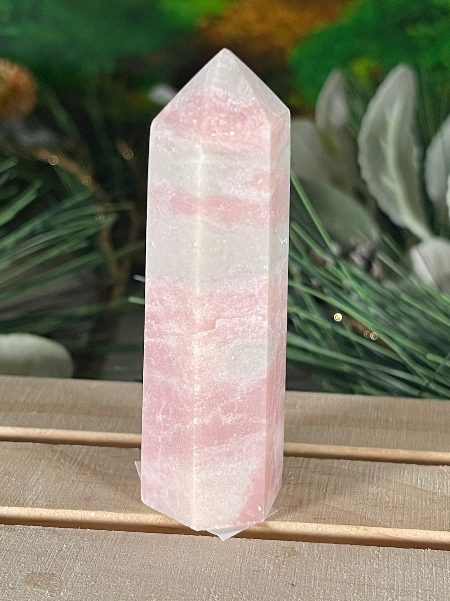 Tower - Pink Opal Jasper Natural Stone Quartz Crystal Obelisk Point - 70g