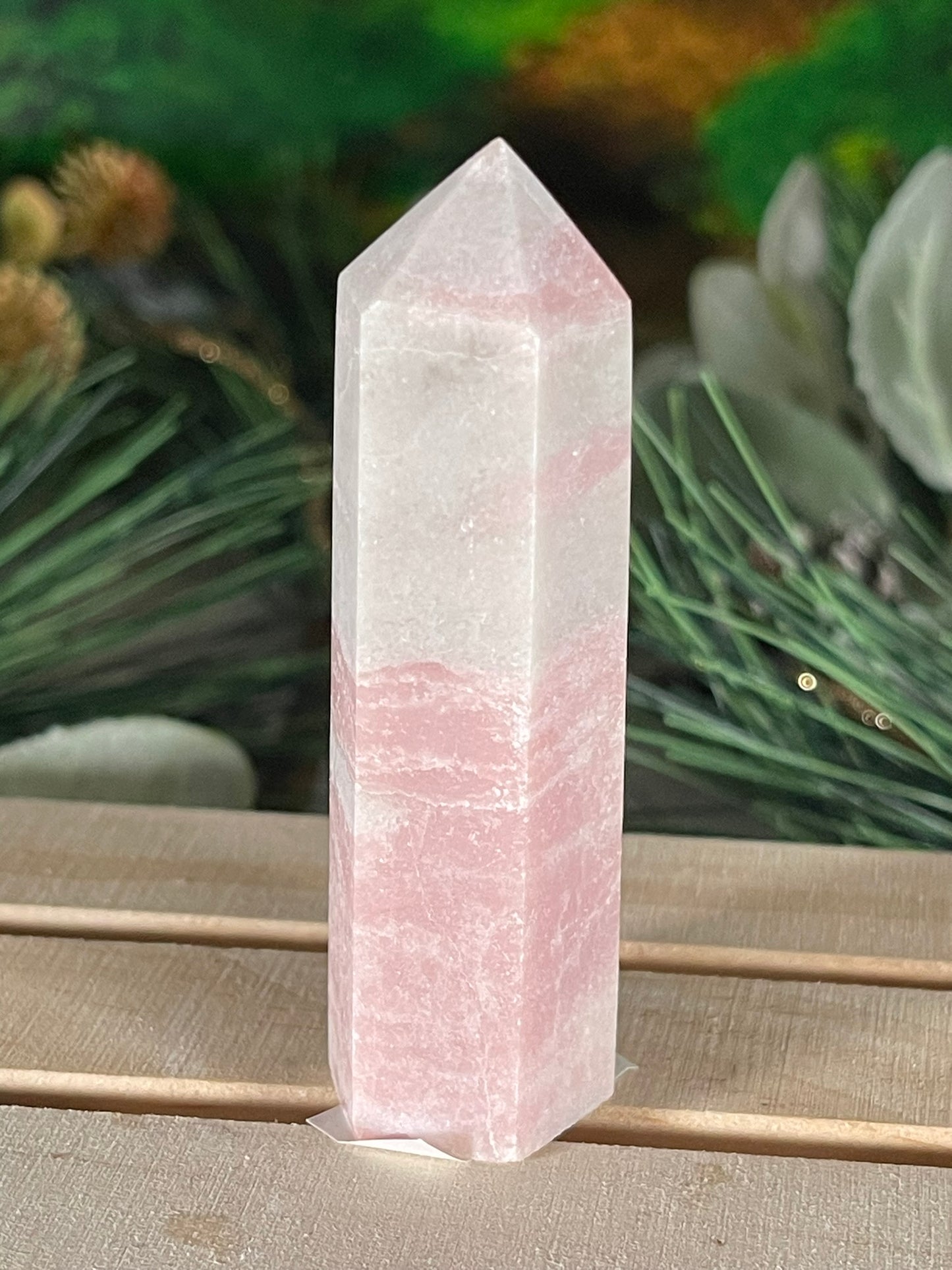 Tower - Pink Opal Jasper Natural Stone Quartz Crystal Obelisk Point - 70g