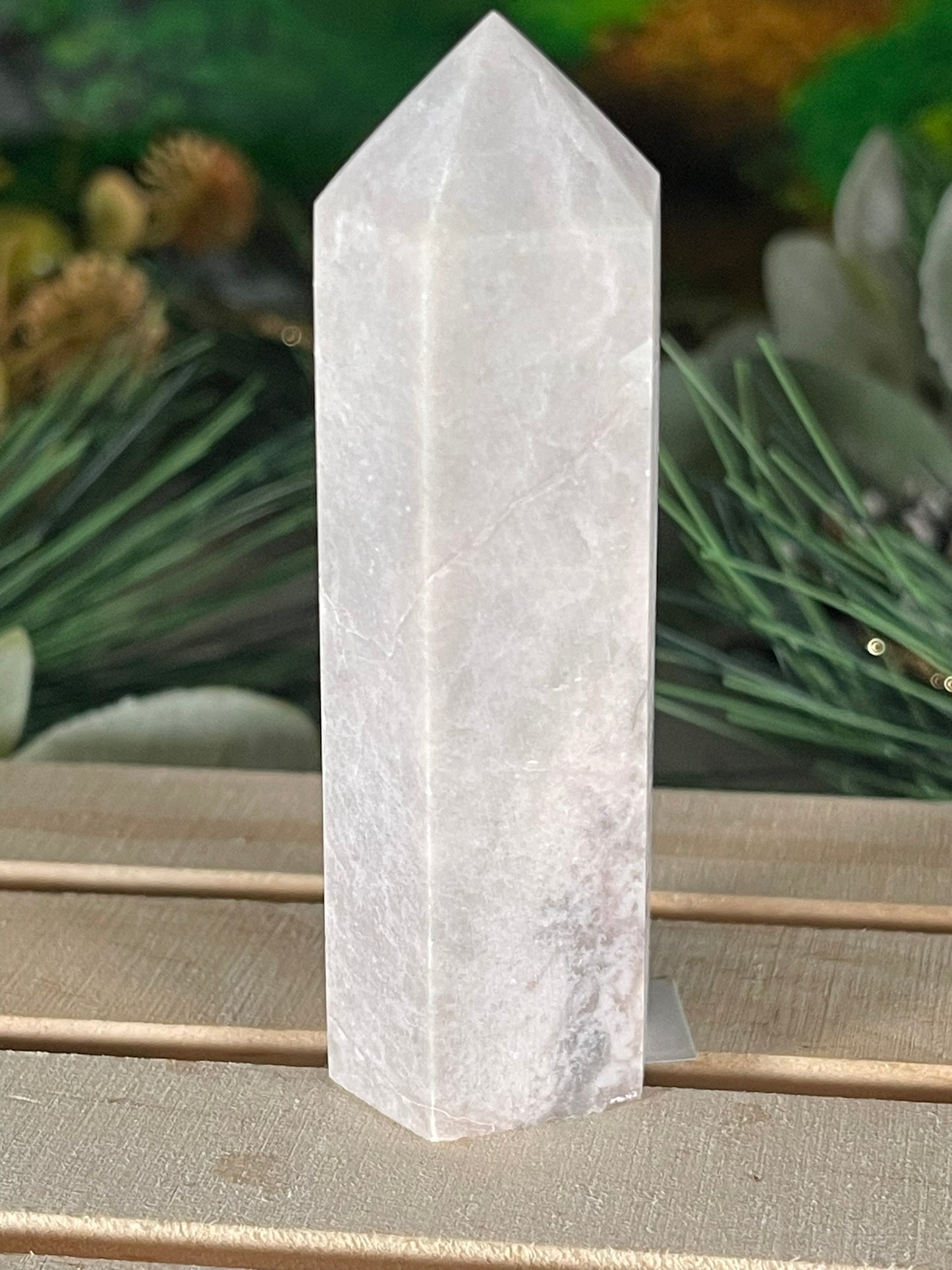 Tower - Pink Opal Jasper Natural Stone Quartz Crystal Obelisk Point - 97g