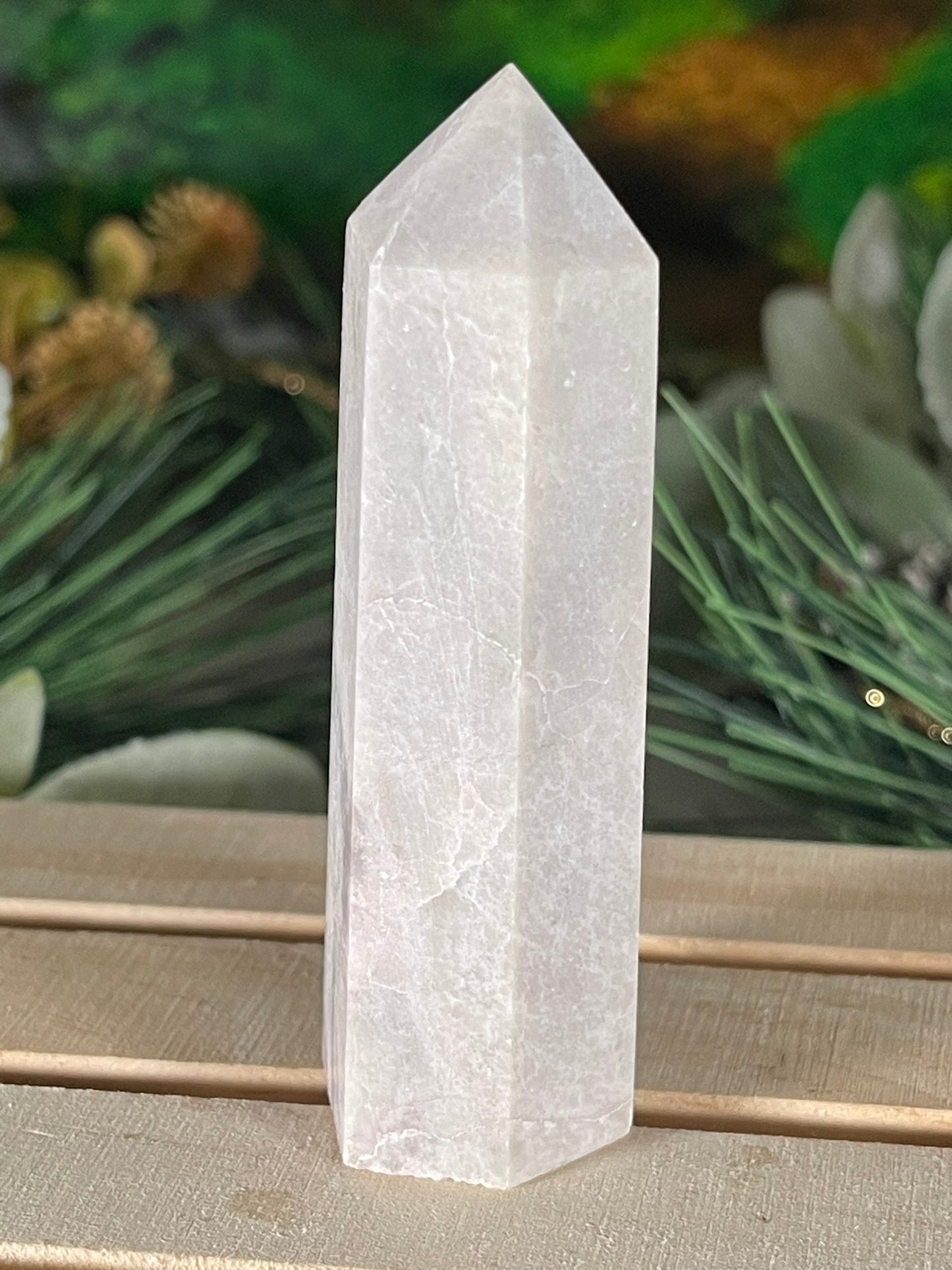 Tower - Pink Opal Jasper Natural Stone Quartz Crystal Obelisk Point - 97g