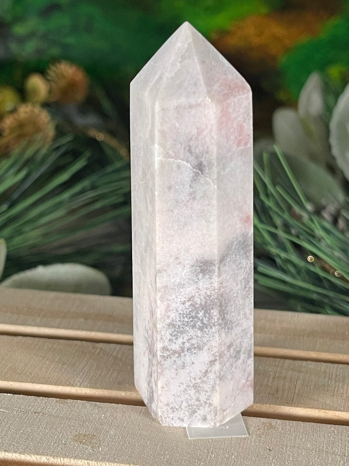 Tower - Pink Opal Jasper Natural Stone Quartz Crystal Obelisk Point - 97g