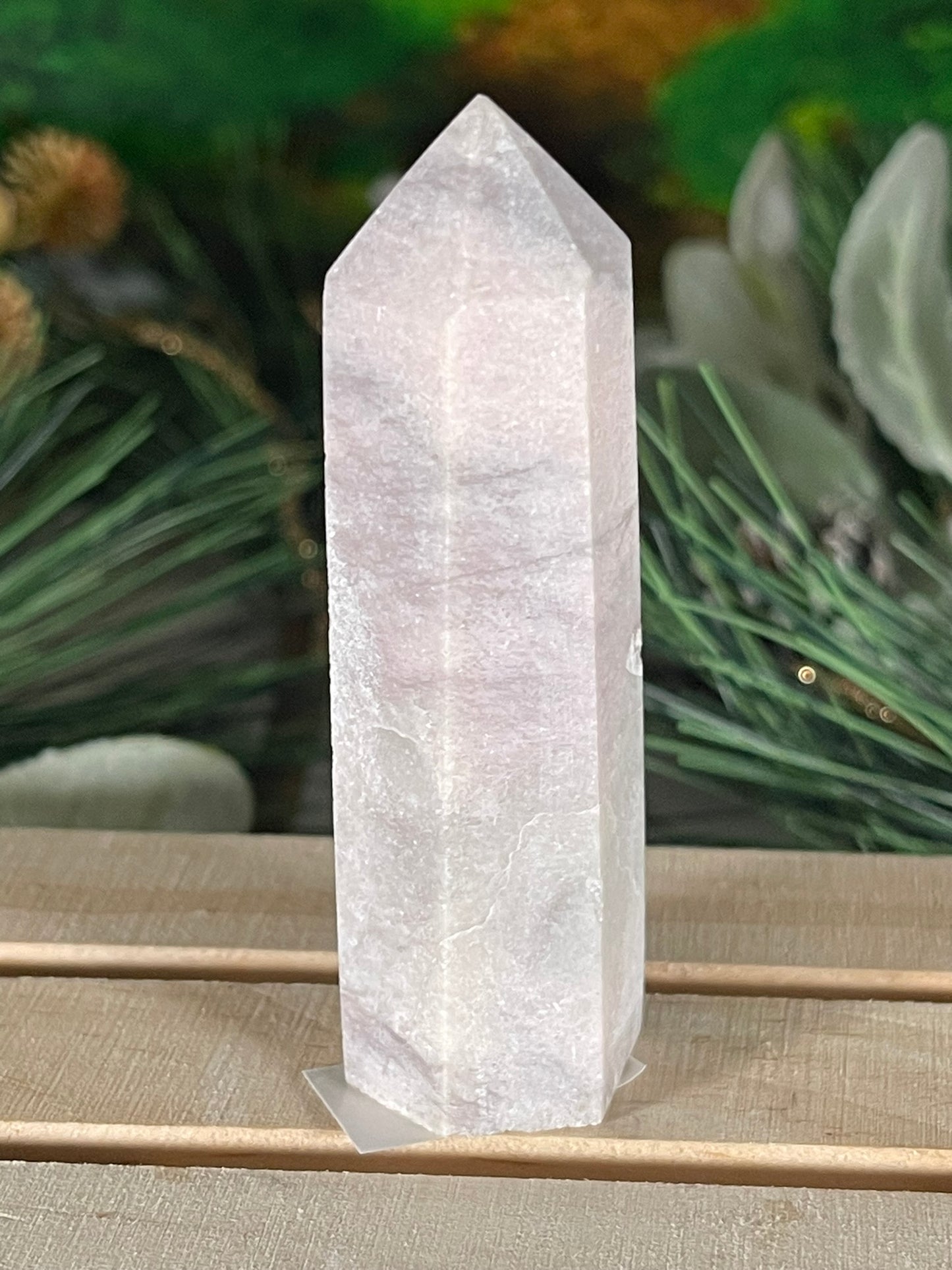 Tower - Pink Opal Jasper Natural Stone Quartz Crystal Obelisk Point - 71g