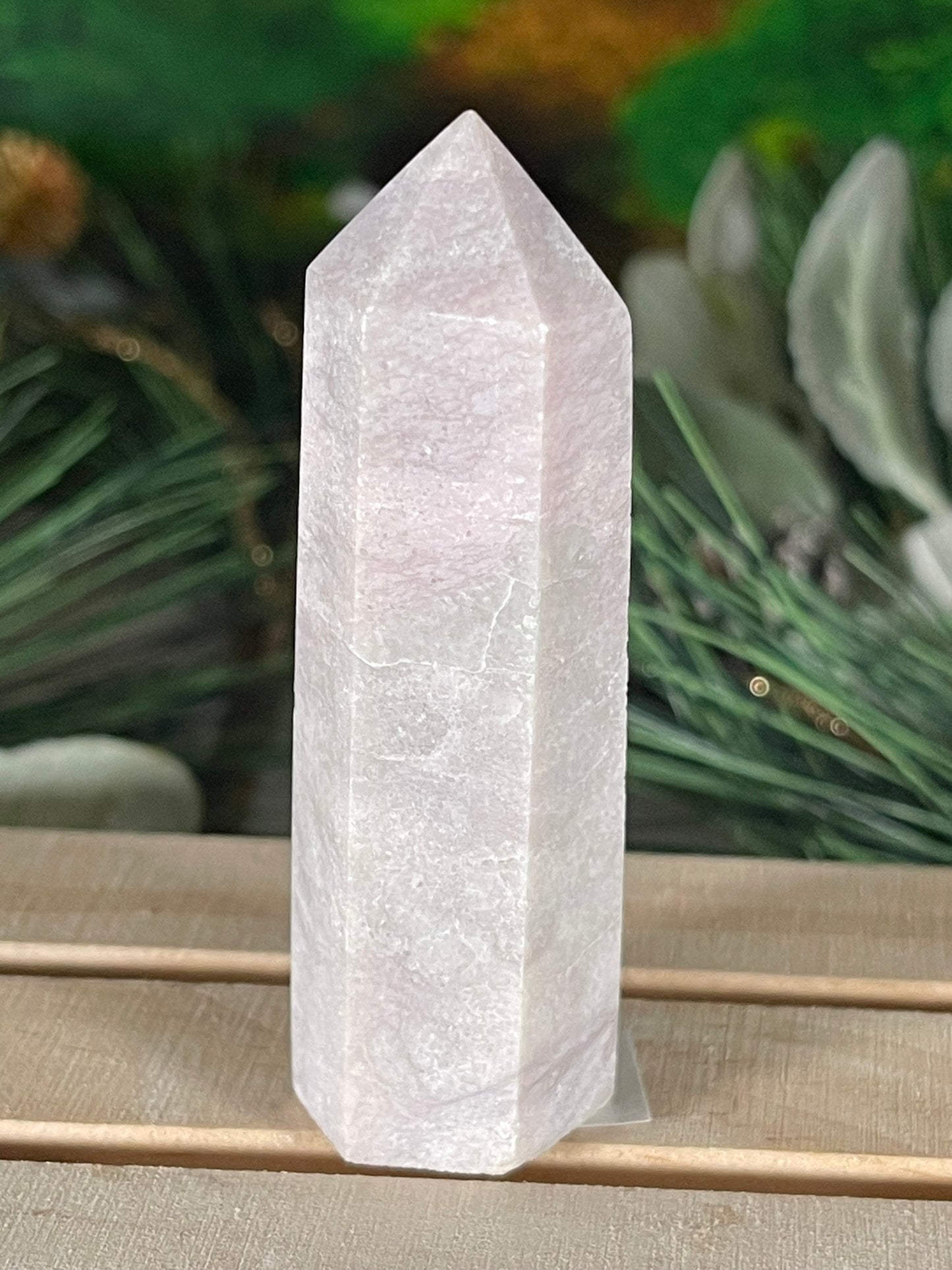 Tower - Pink Opal Jasper Natural Stone Quartz Crystal Obelisk Point - 71g