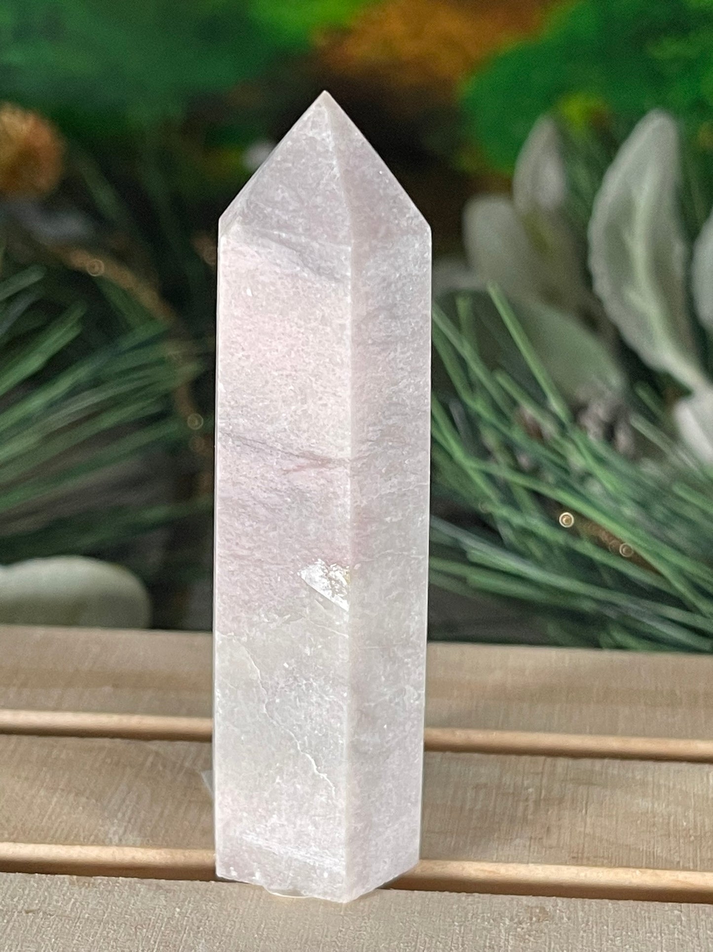 Tower - Pink Opal Jasper Natural Stone Quartz Crystal Obelisk Point - 71g