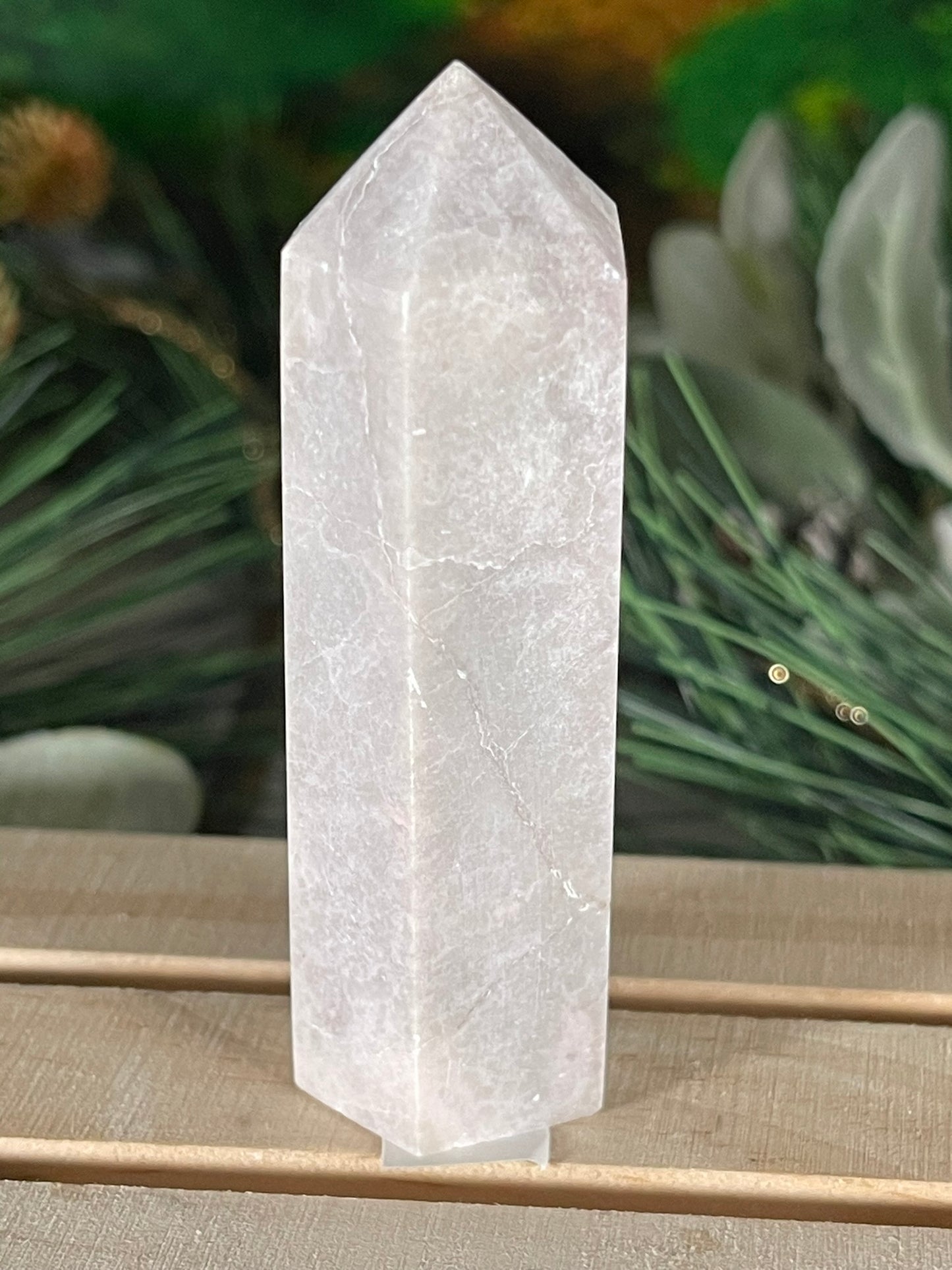 Tower - Pink Opal Jasper Natural Stone Quartz Crystal Obelisk Point - 84g