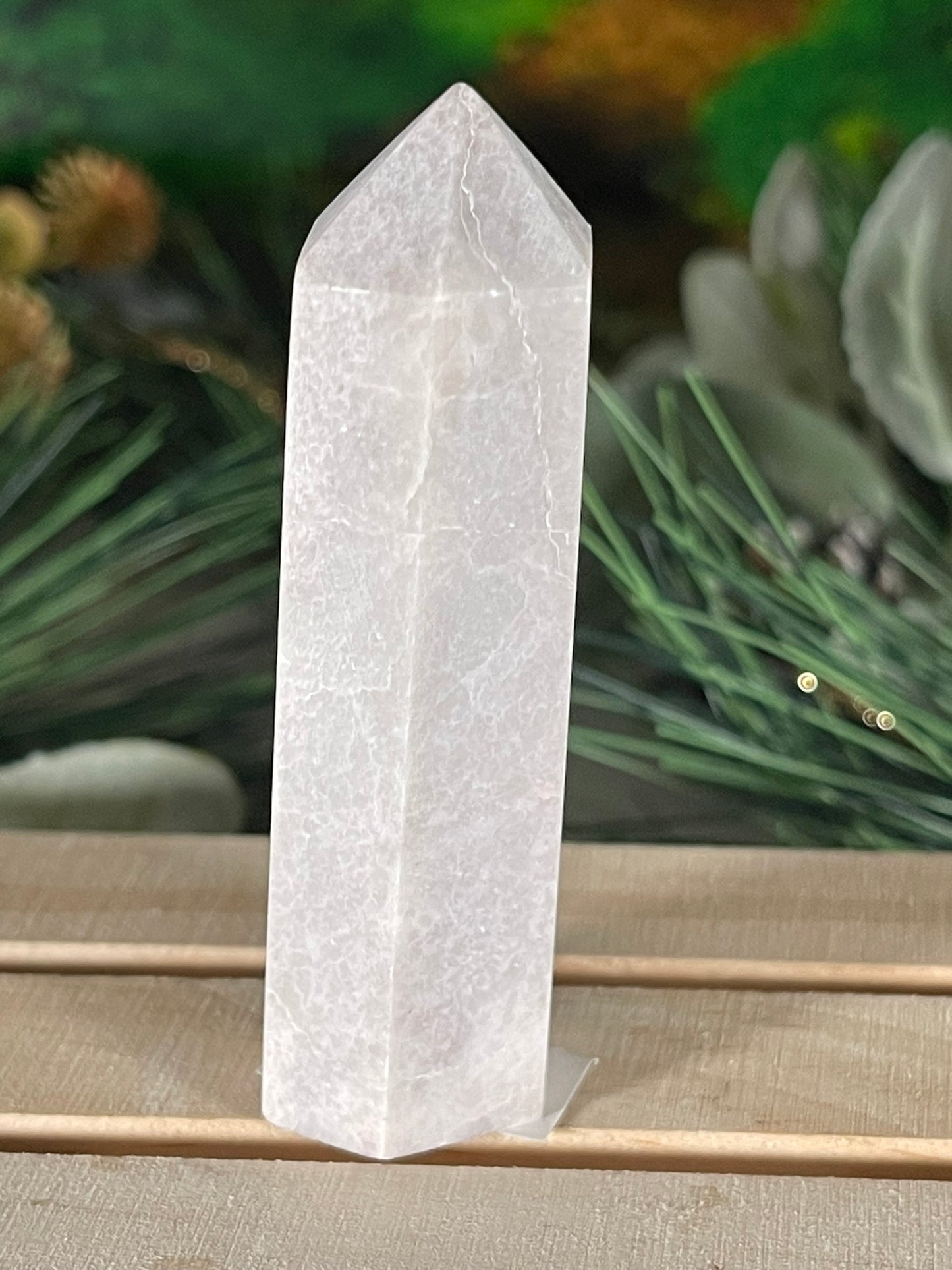 Tower - Pink Opal Jasper Natural Stone Quartz Crystal Obelisk Point - 84g