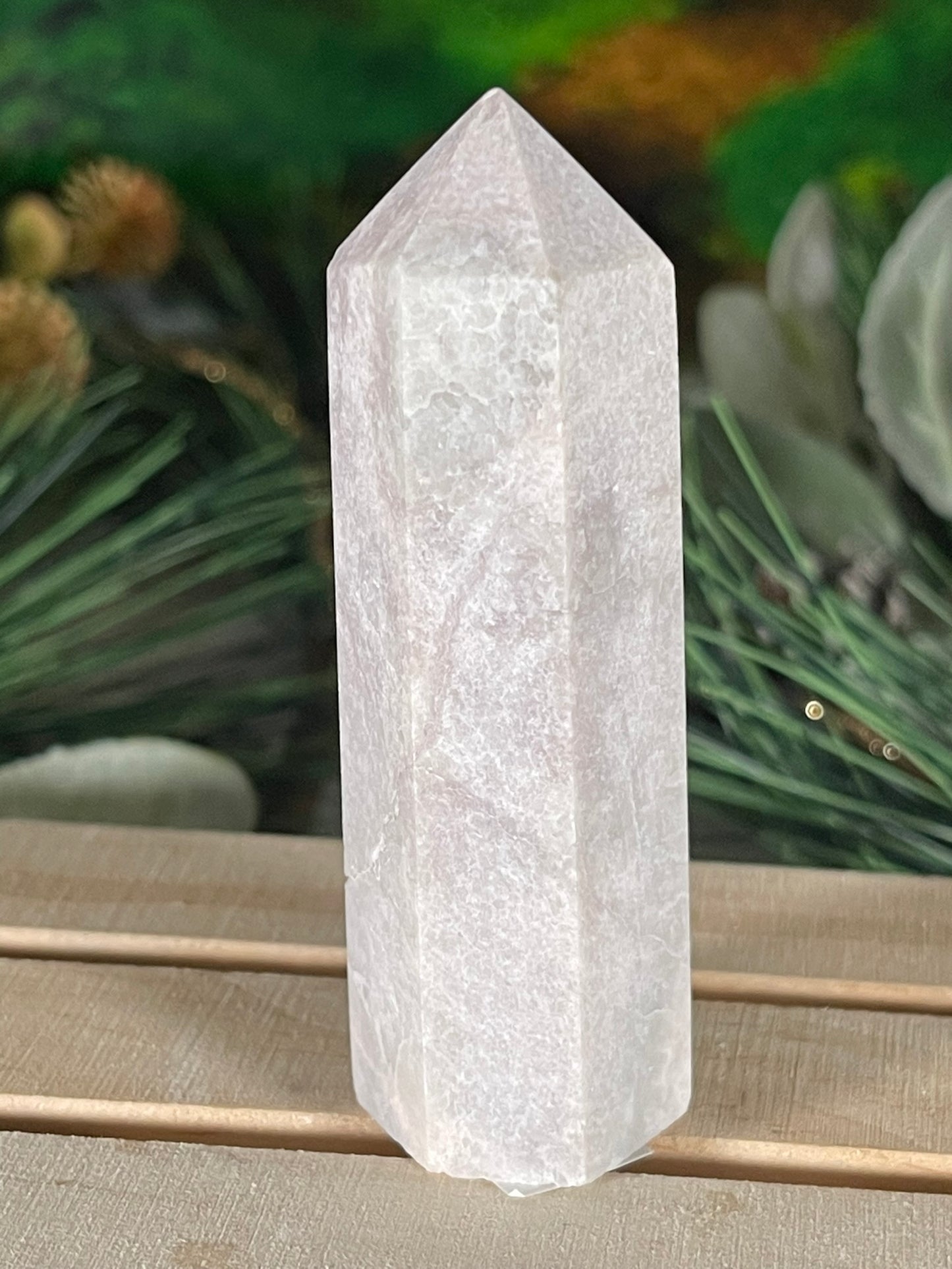 Tower - Pink Opal Jasper Natural Stone Quartz Crystal Obelisk Point - 84g