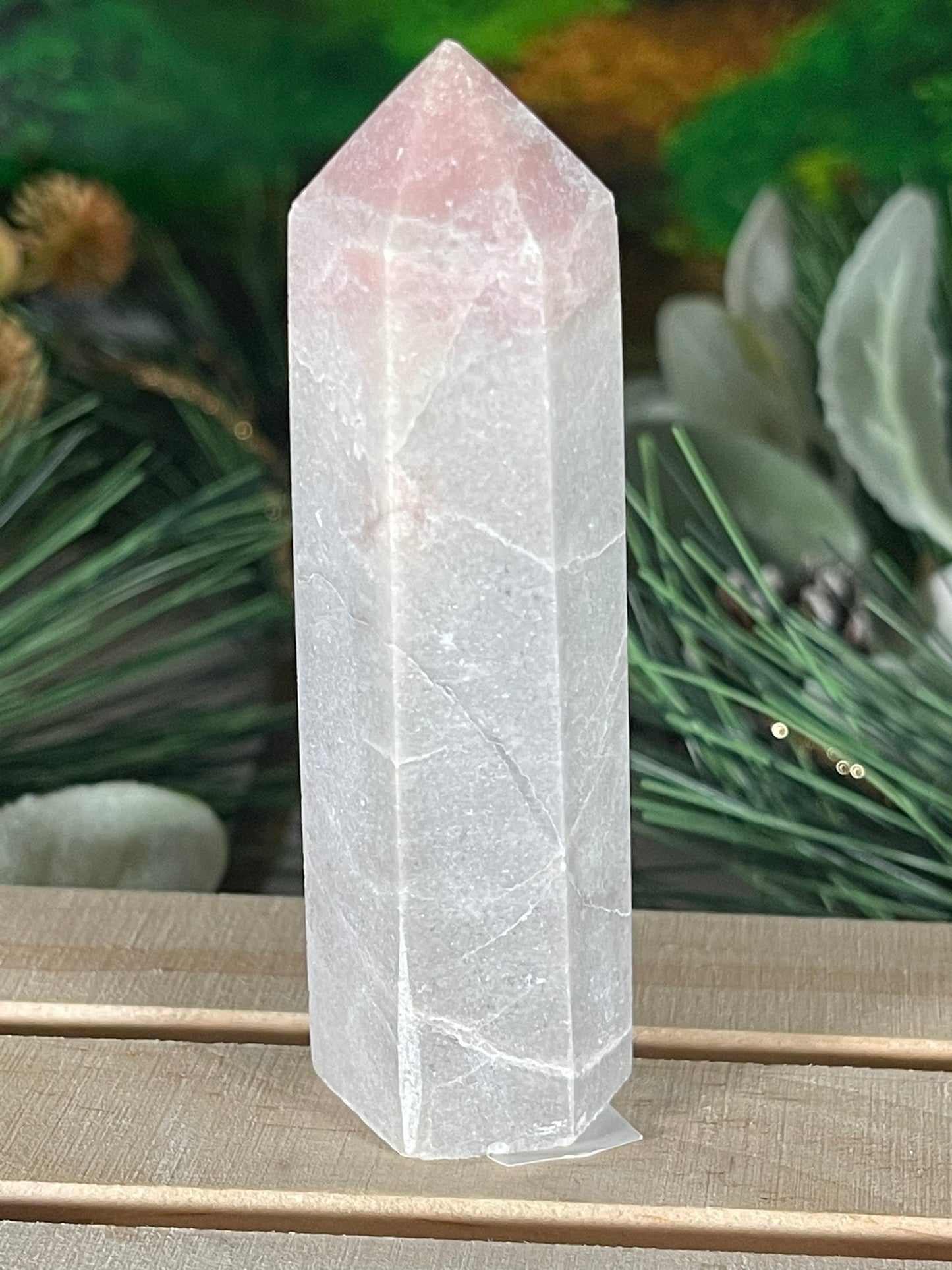 Tower - Pink Opal Jasper Natural Stone Quartz Crystal Obelisk Point - 105g