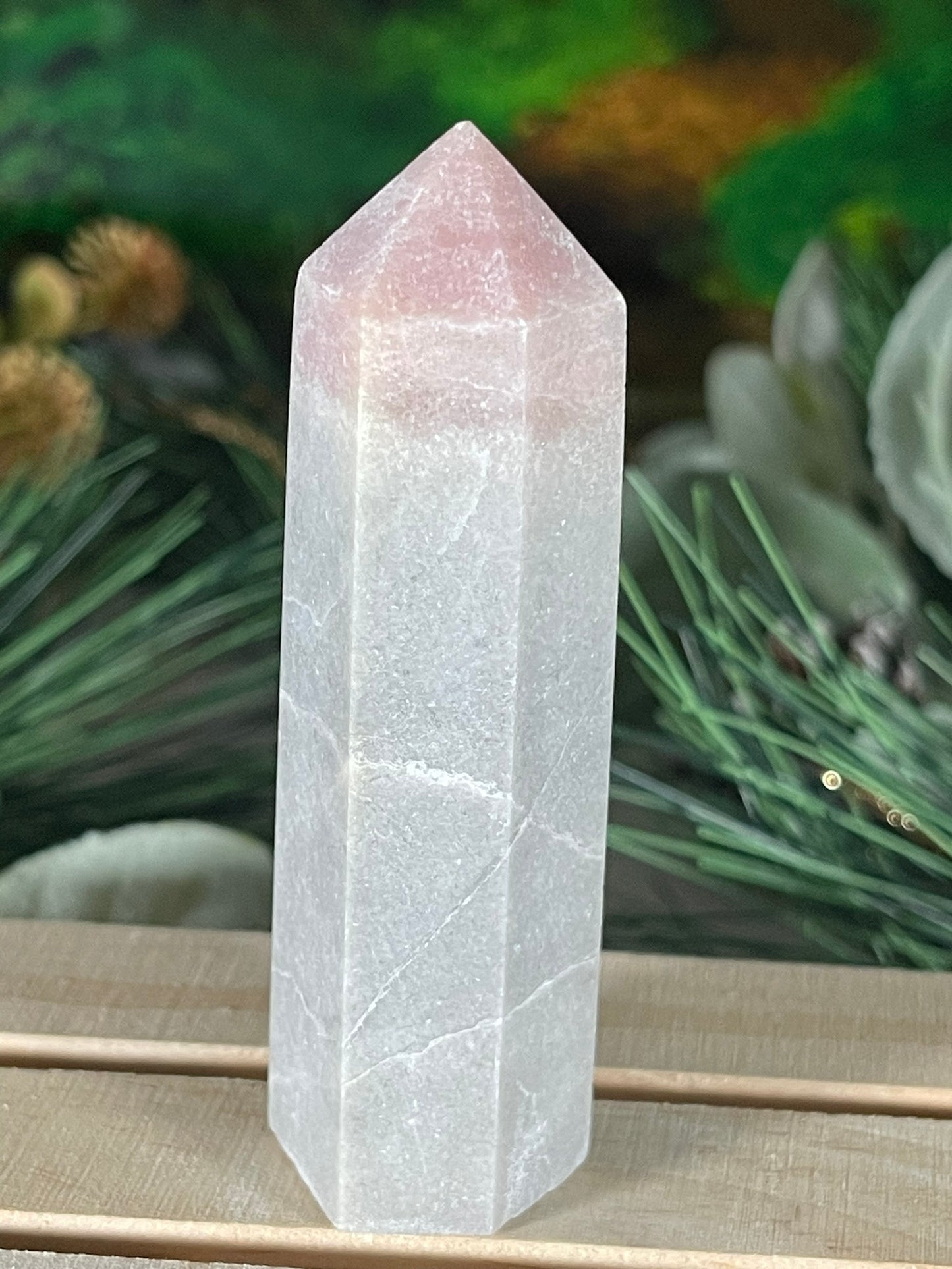 Tower - Pink Opal Jasper Natural Stone Quartz Crystal Obelisk Point - 105g