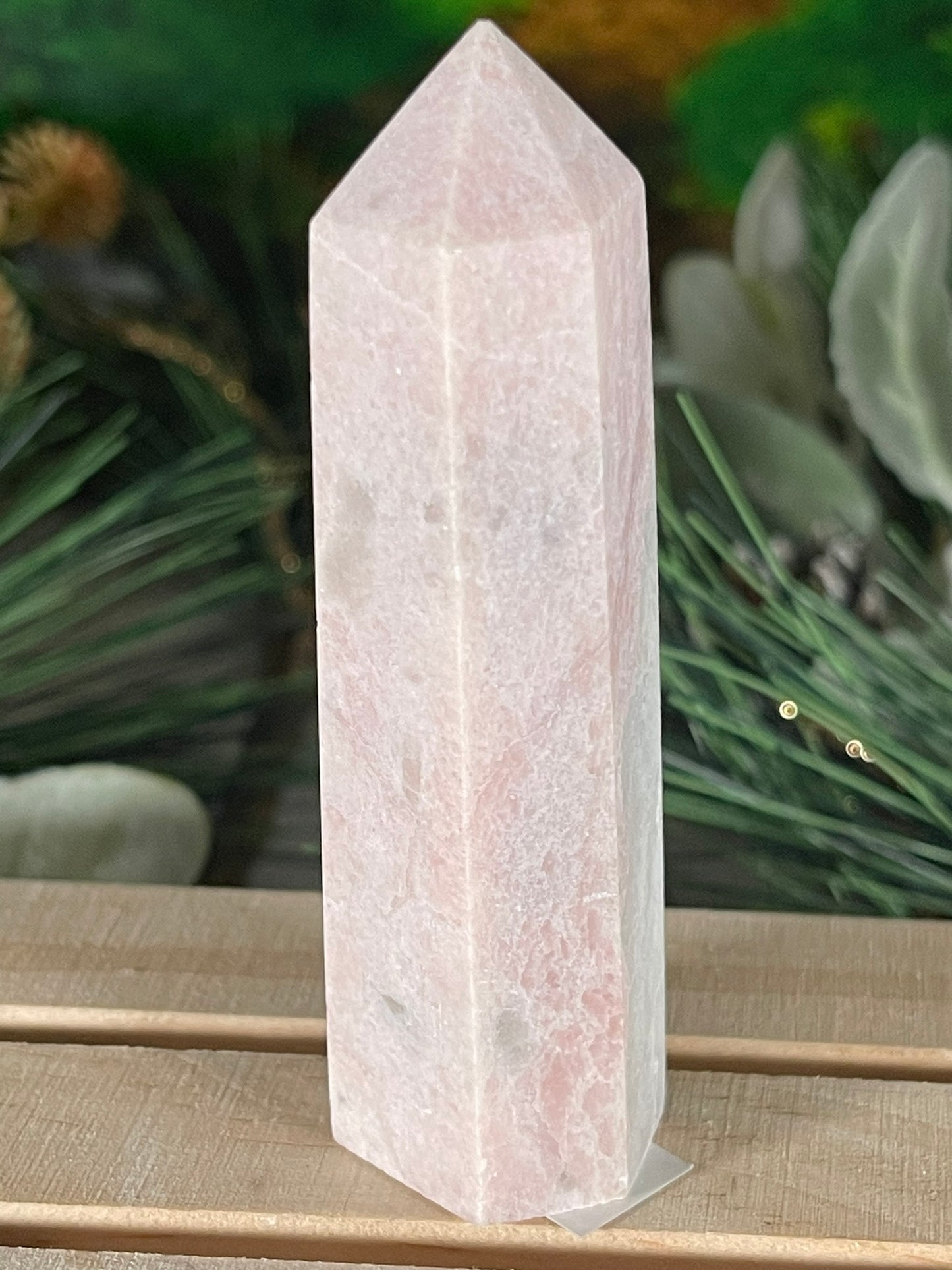 Tower - Pink Opal Jasper Natural Stone Quartz Crystal Obelisk Point - 91g