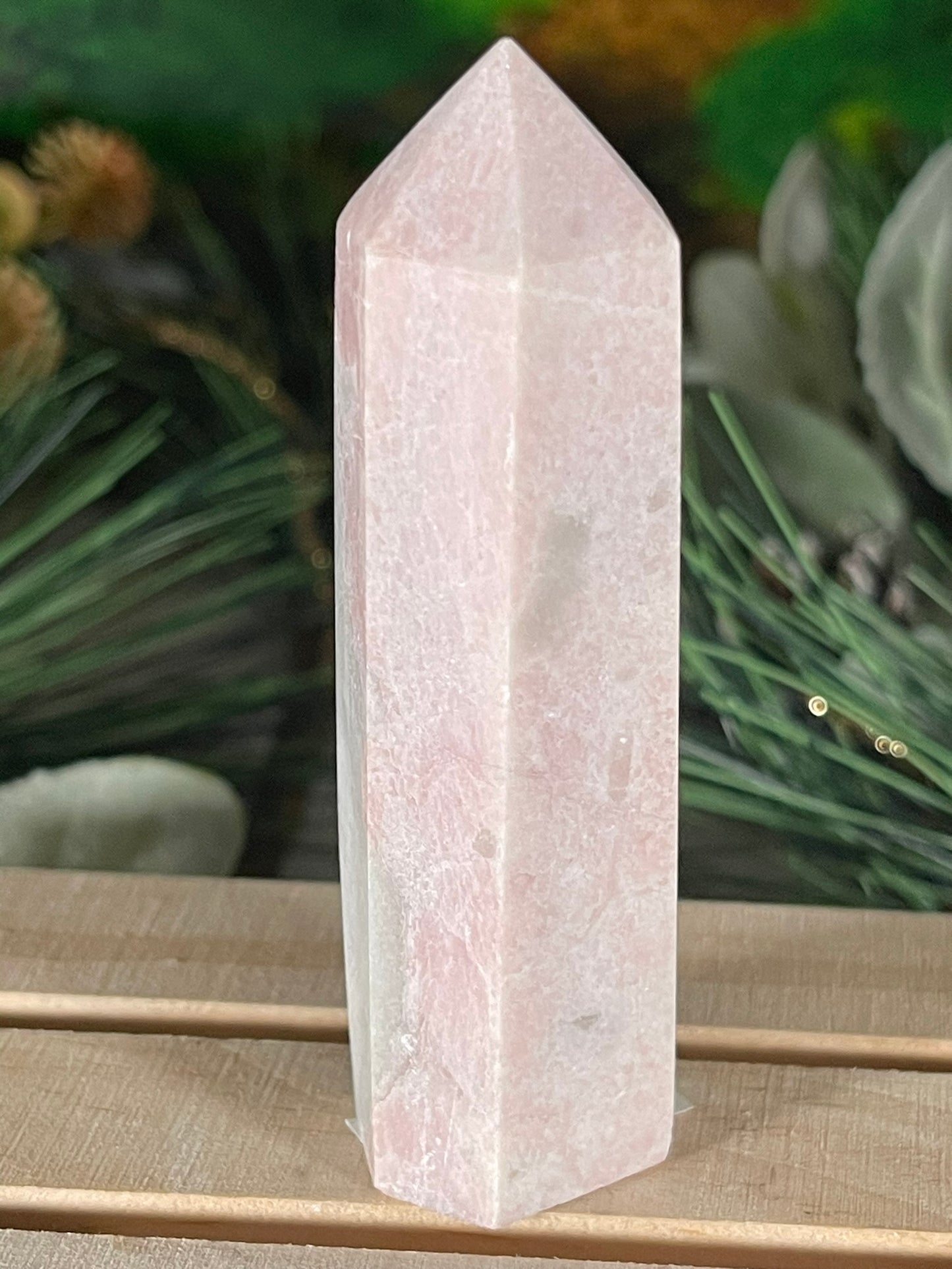 Tower - Pink Opal Jasper Natural Stone Quartz Crystal Obelisk Point - 91g