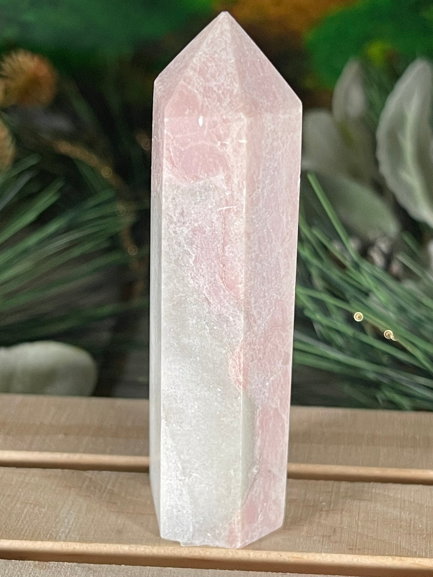 Tower - Pink Opal Jasper Natural Stone Quartz Crystal Obelisk Point - 91g