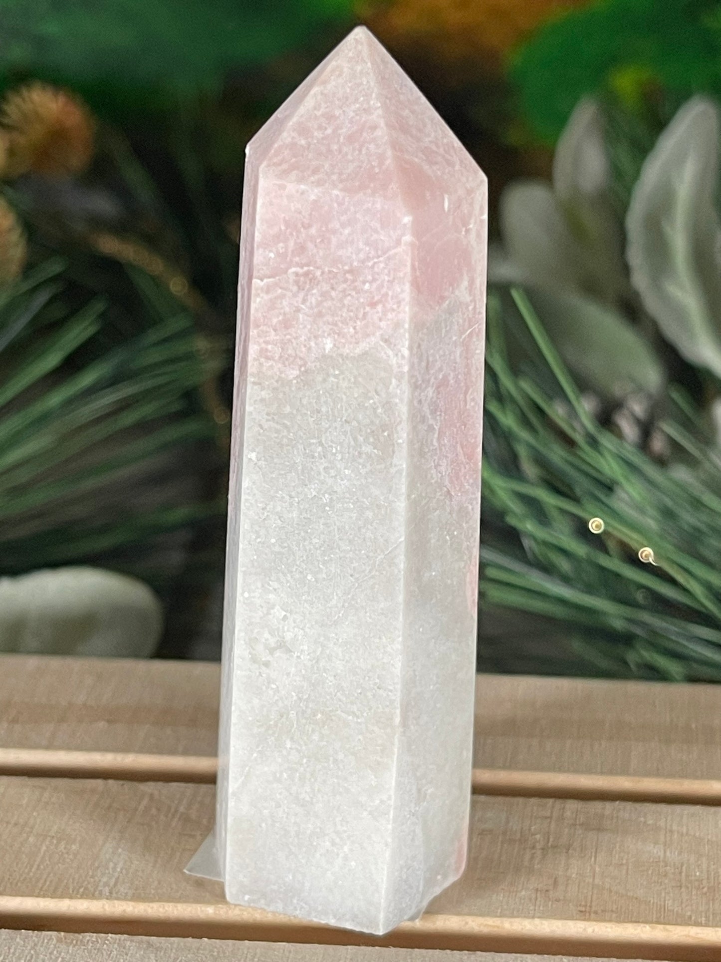 Tower - Pink Opal Jasper Natural Stone Quartz Crystal Obelisk Point - 91g