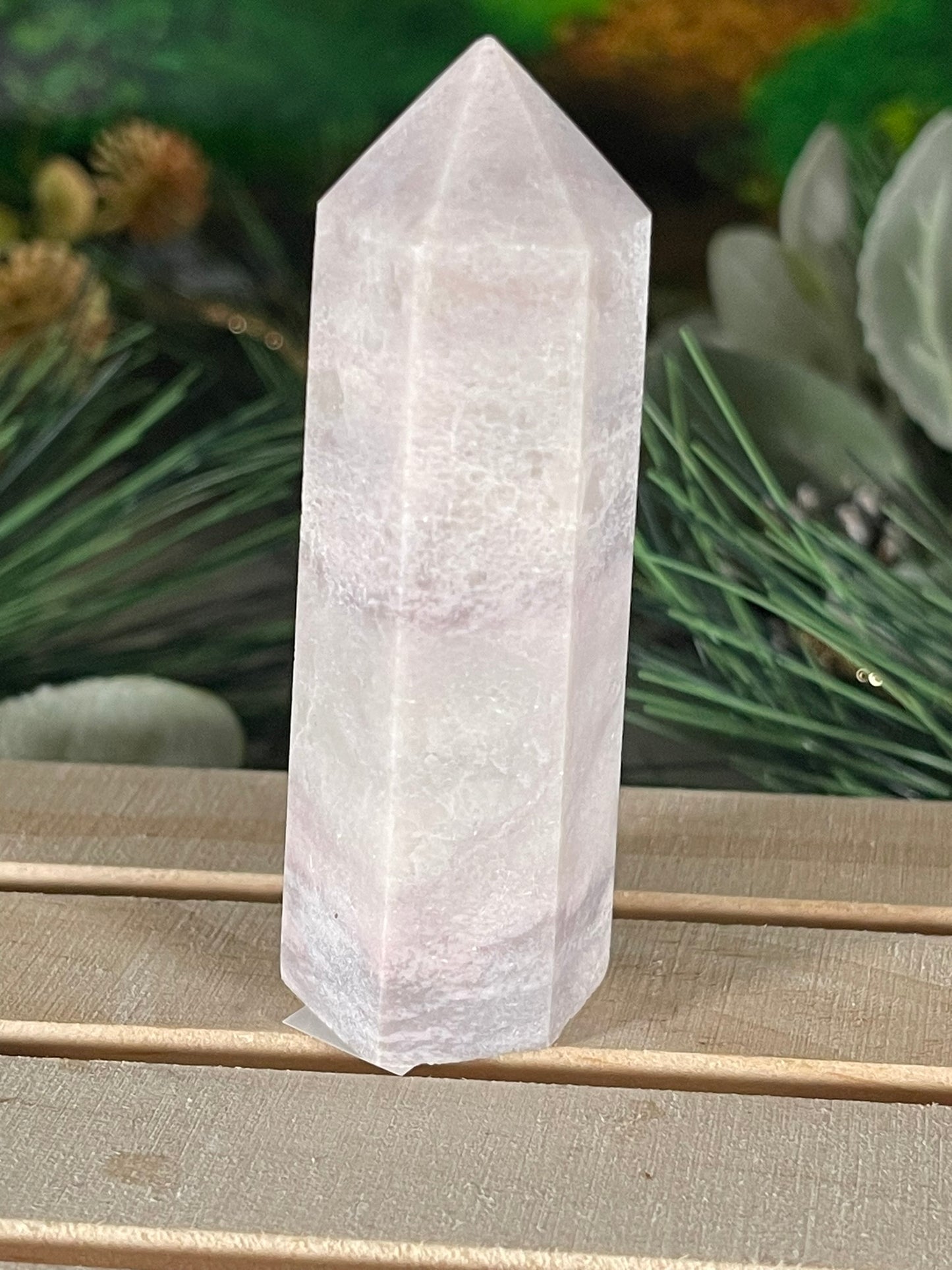 Tower - Pink Opal Jasper Natural Stone Quartz Crystal Obelisk Point - 91g