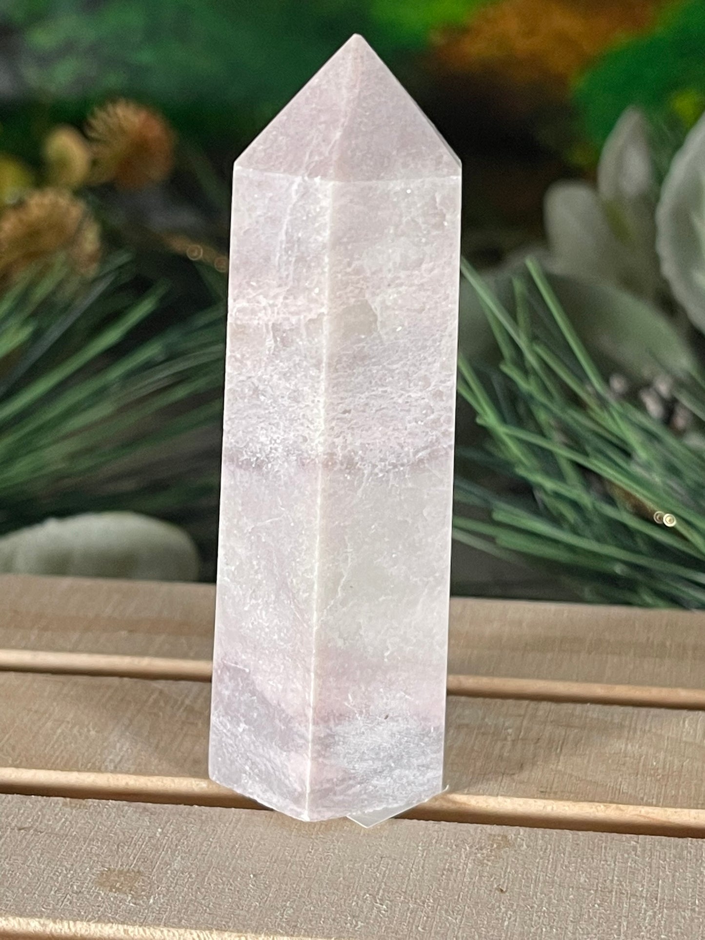 Tower - Pink Opal Jasper Natural Stone Quartz Crystal Obelisk Point - 91g