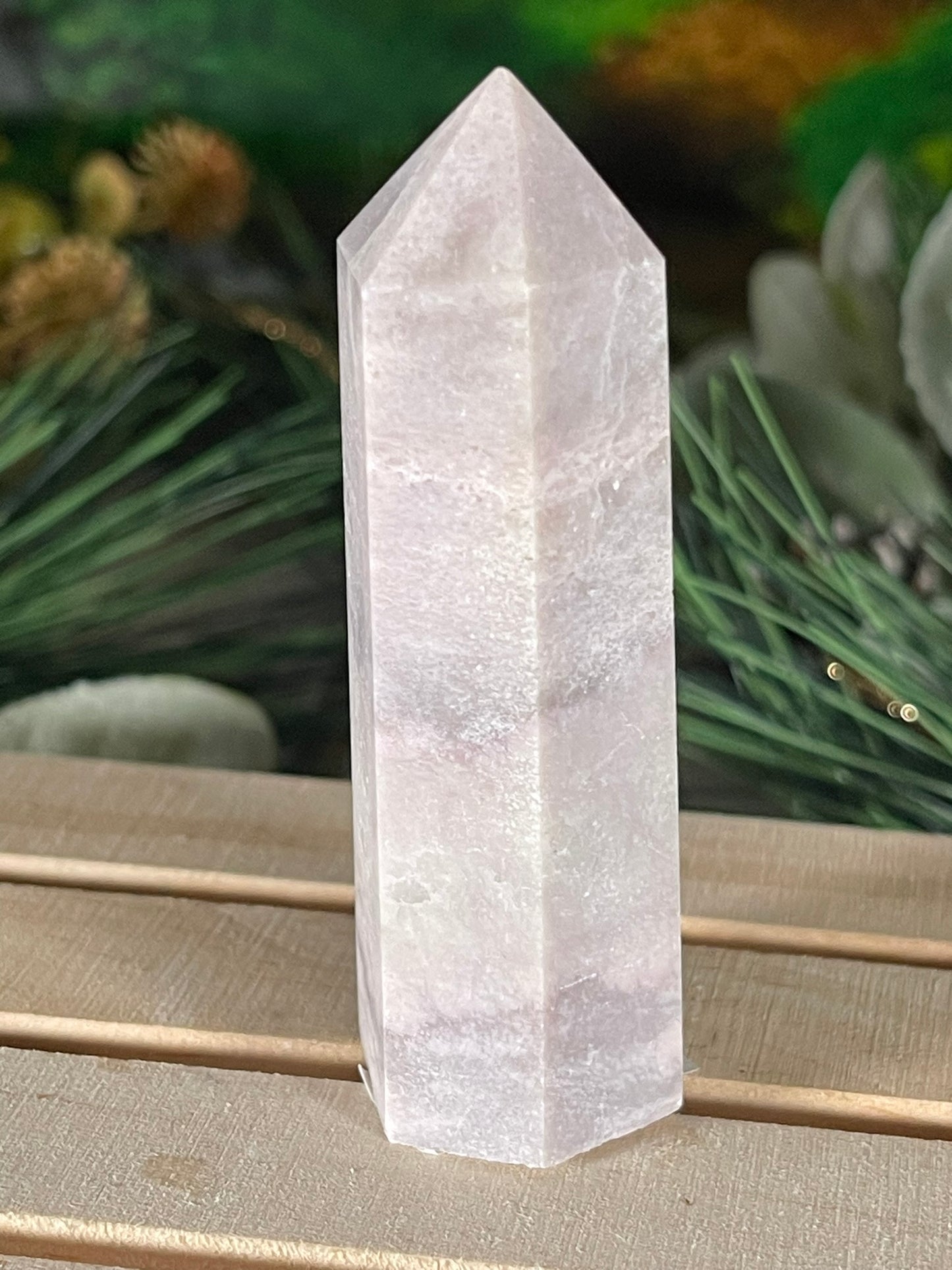 Tower - Pink Opal Jasper Natural Stone Quartz Crystal Obelisk Point - 91g