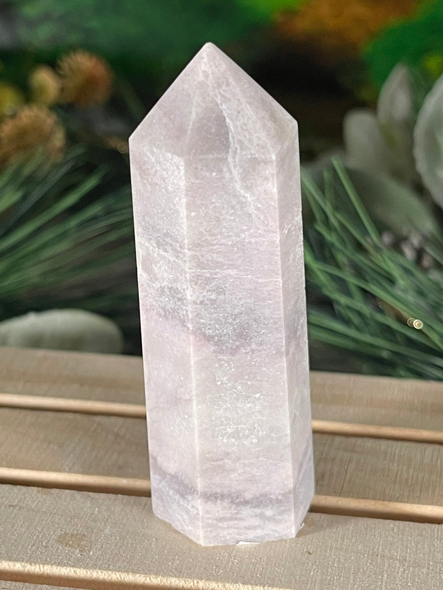 Tower - Pink Opal Jasper Natural Stone Quartz Crystal Obelisk Point - 91g