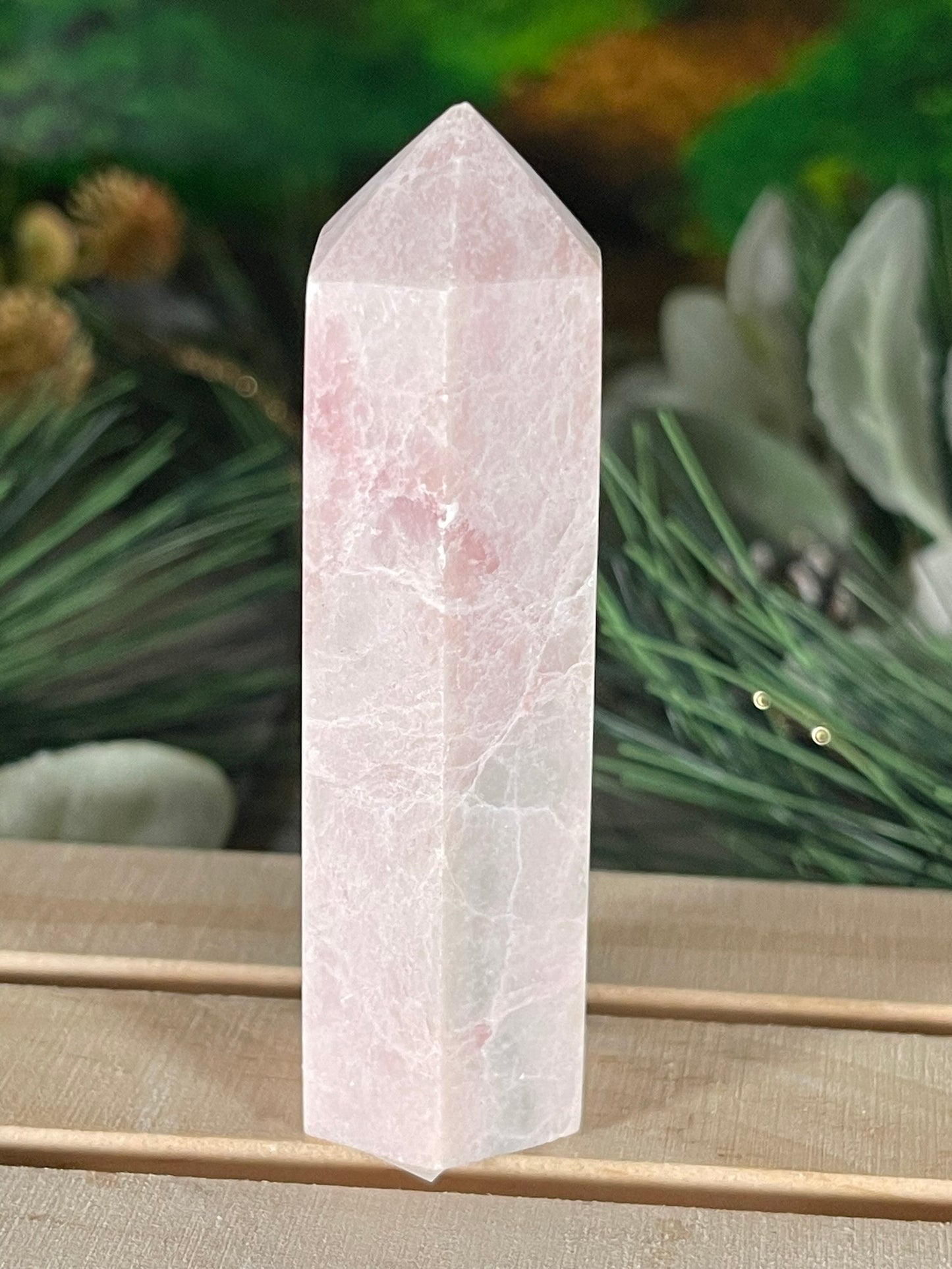 Tower - Pink Opal Jasper Natural Stone Quartz Crystal Obelisk Point - 102g