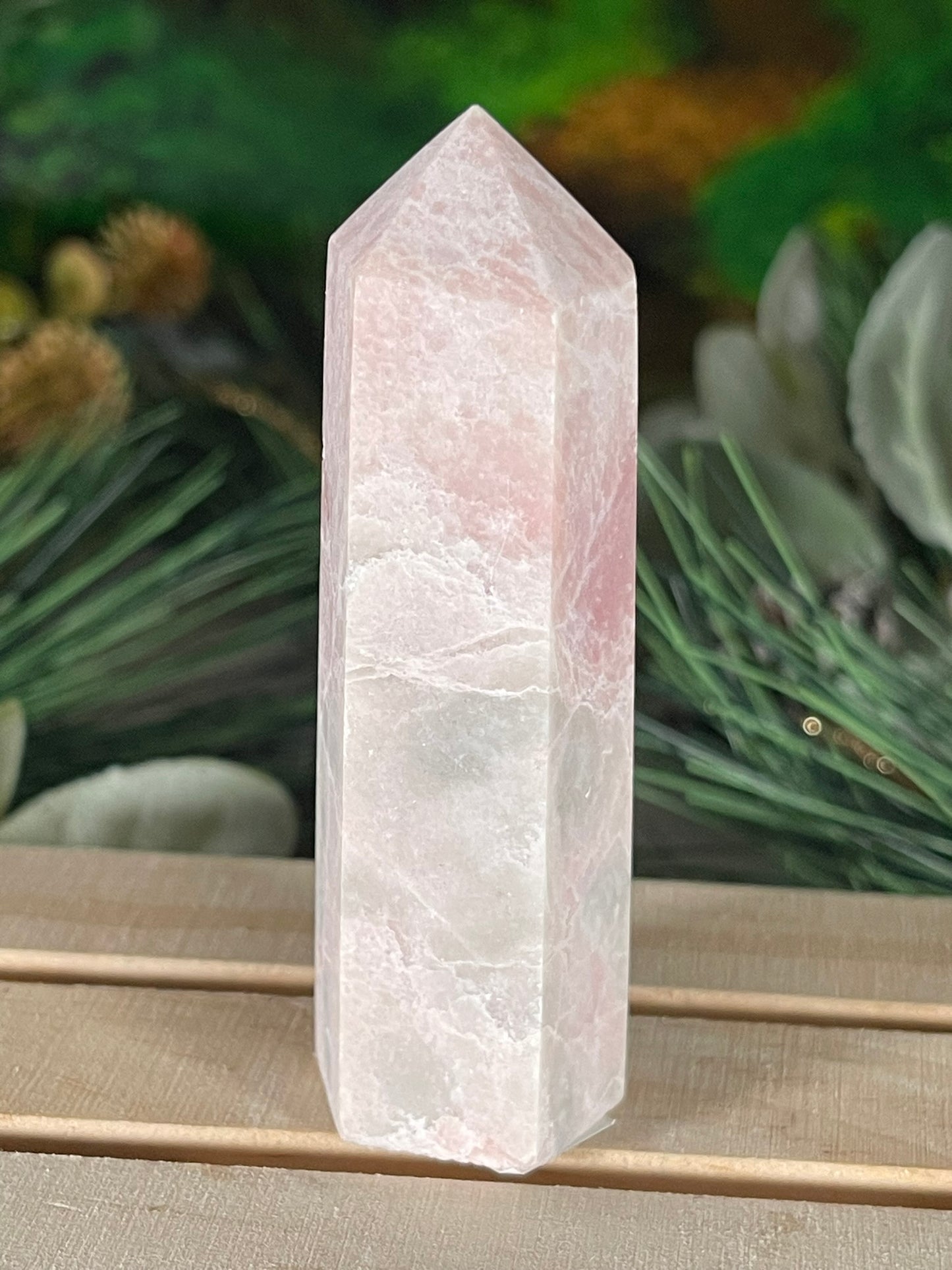 Tower - Pink Opal Jasper Natural Stone Quartz Crystal Obelisk Point - 102g