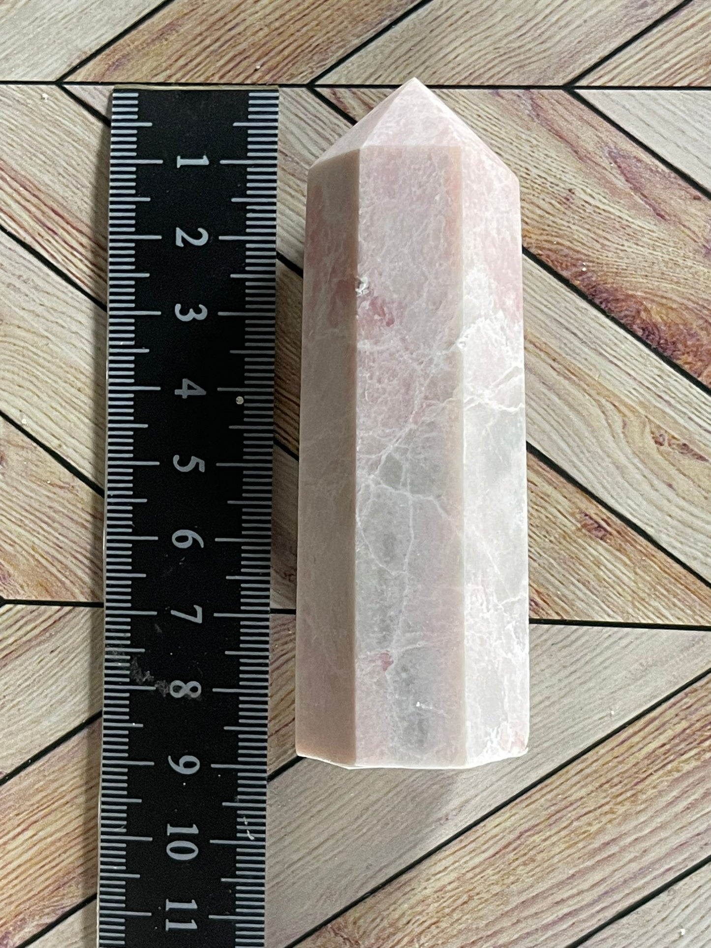 Tower - Pink Opal Jasper Natural Stone Quartz Crystal Obelisk Point - 102g