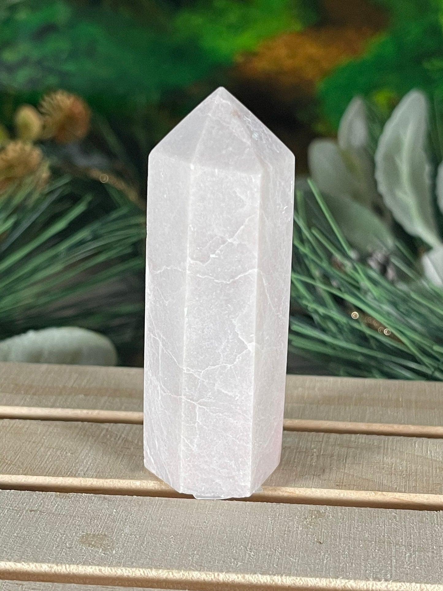 Tower - Pink Opal Jasper Natural Stone Quartz Crystal Obelisk Point - 71g